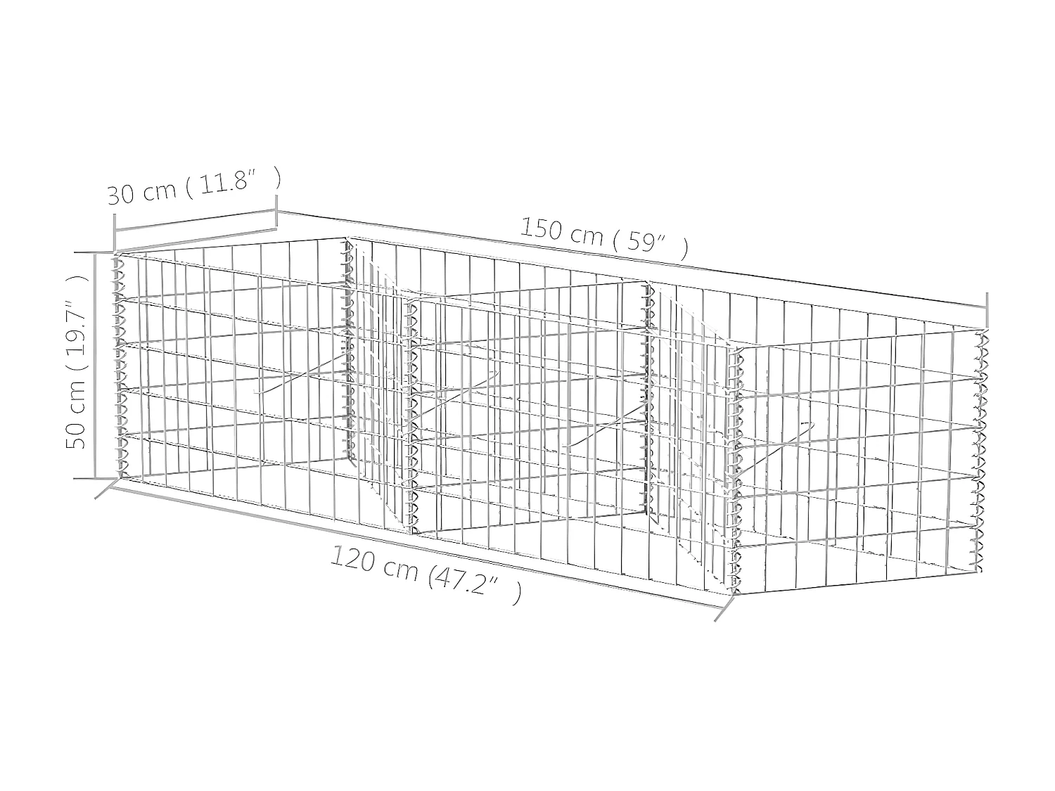 Panier de gabion Acier galvanisé 120x30x50