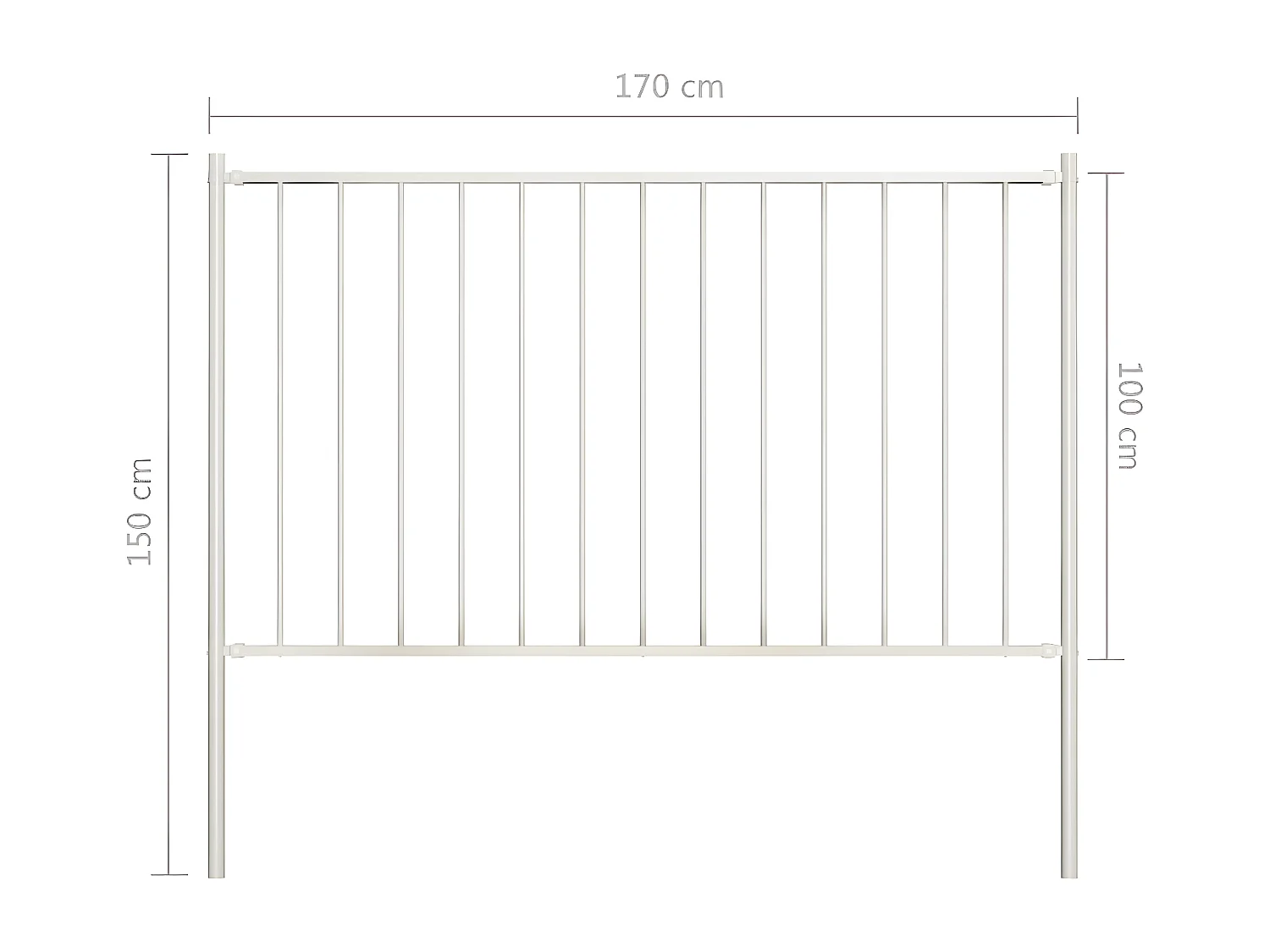 Panneau de clôture poteaux Acier enduit de poudre 1,7x1 m Blanc
