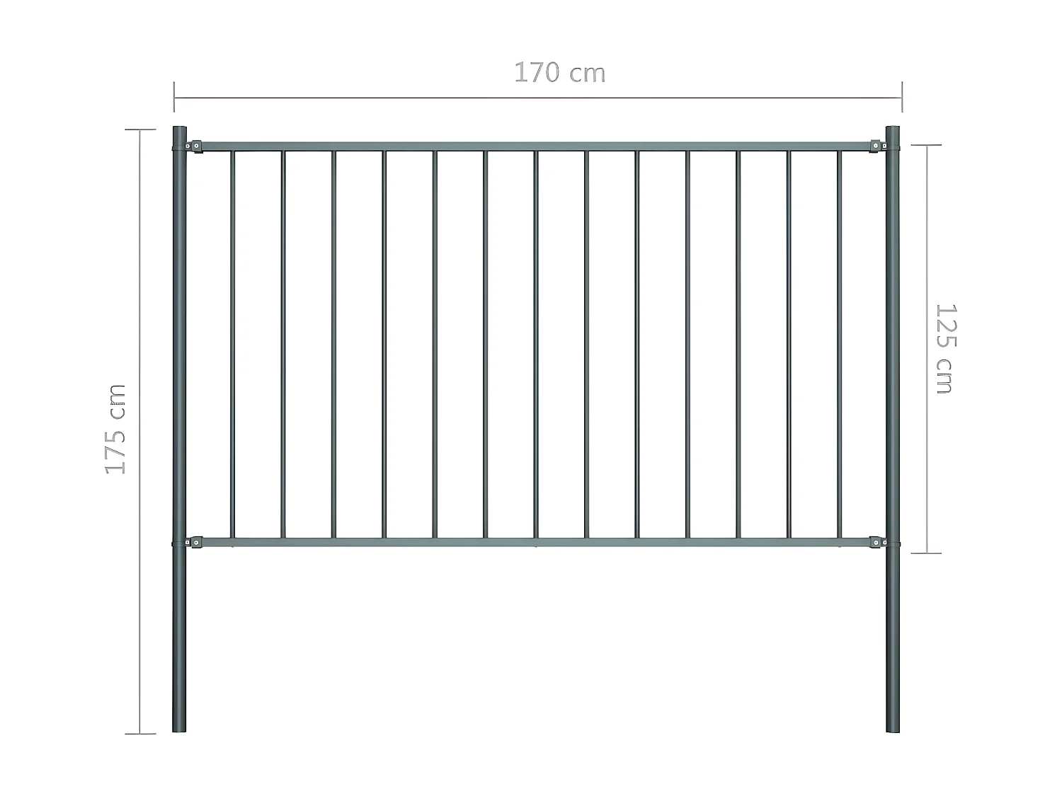 Panneau clôture poteau Acier enduit poudre 1,7x1,25m Anthracite