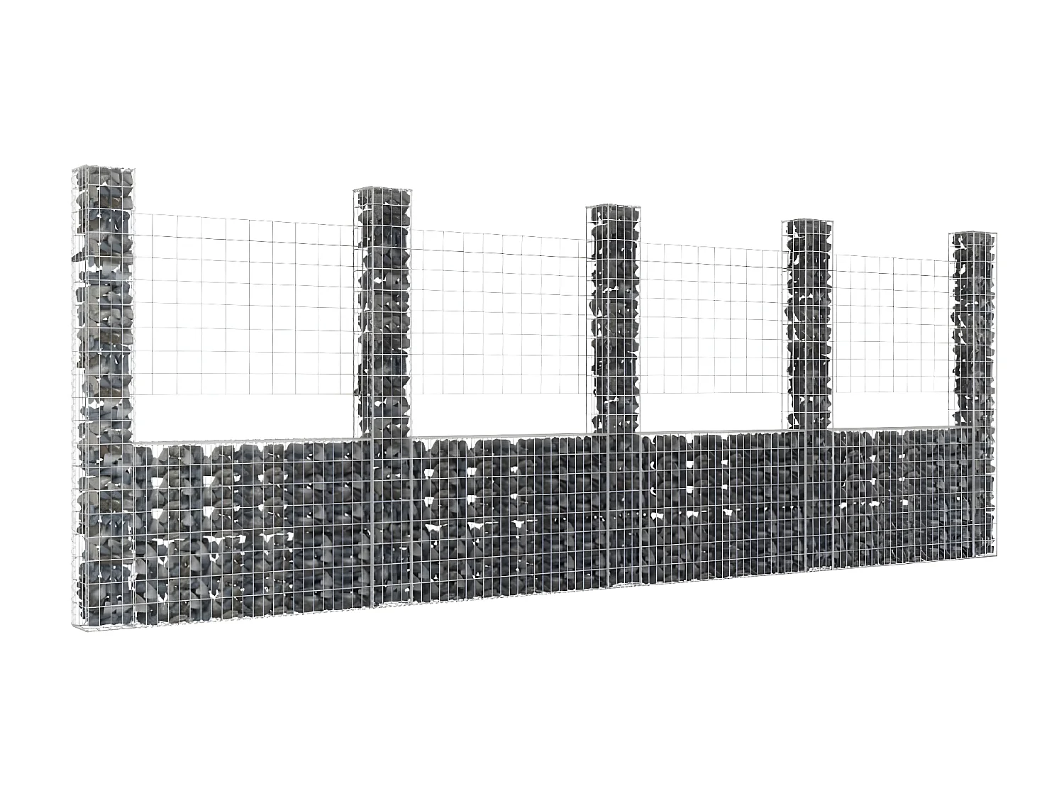 Panier de gabion en forme de U avec 5 poteaux Fer 500x20x200