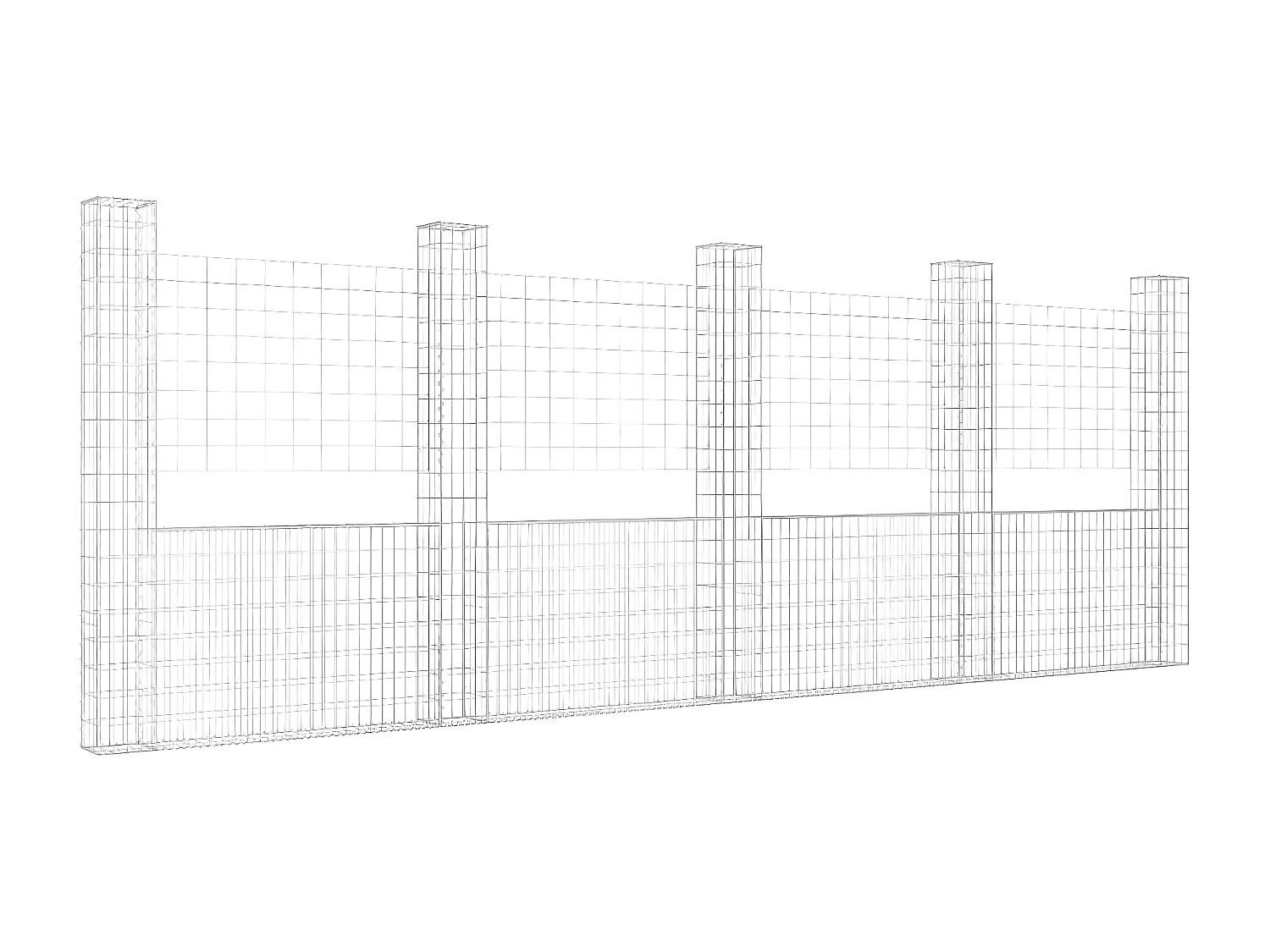 Panier de gabion en forme de U avec 5 poteaux Fer 500x20x200