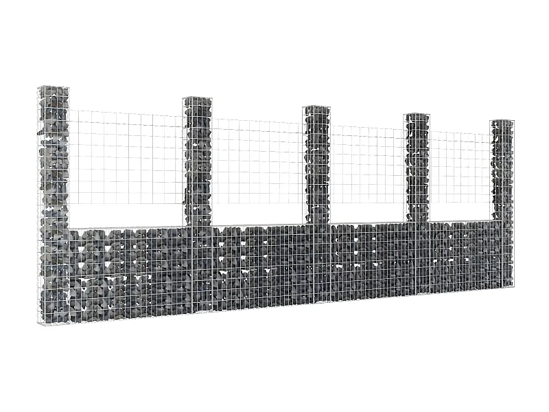 Panier de gabion en forme de U avec 5 poteaux Fer 500x20x200