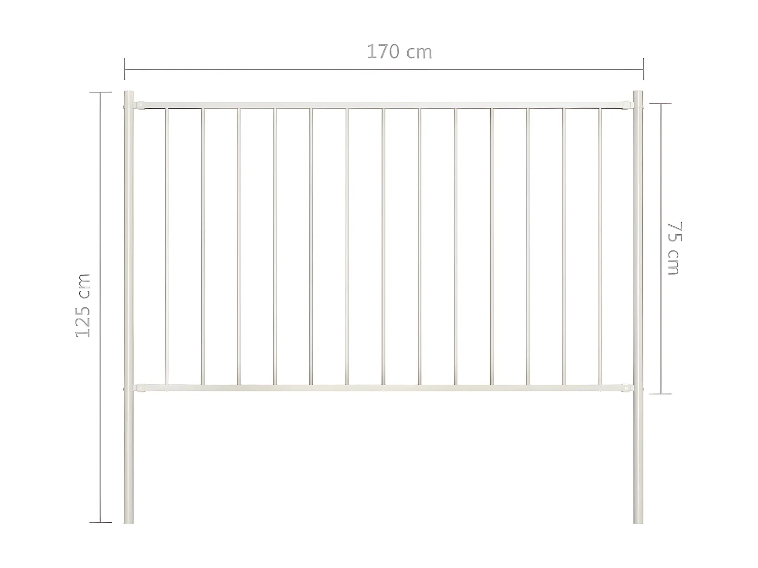 Panneau de clôture poteau Acier enduit poudre 1,7x0,75 m Blanc