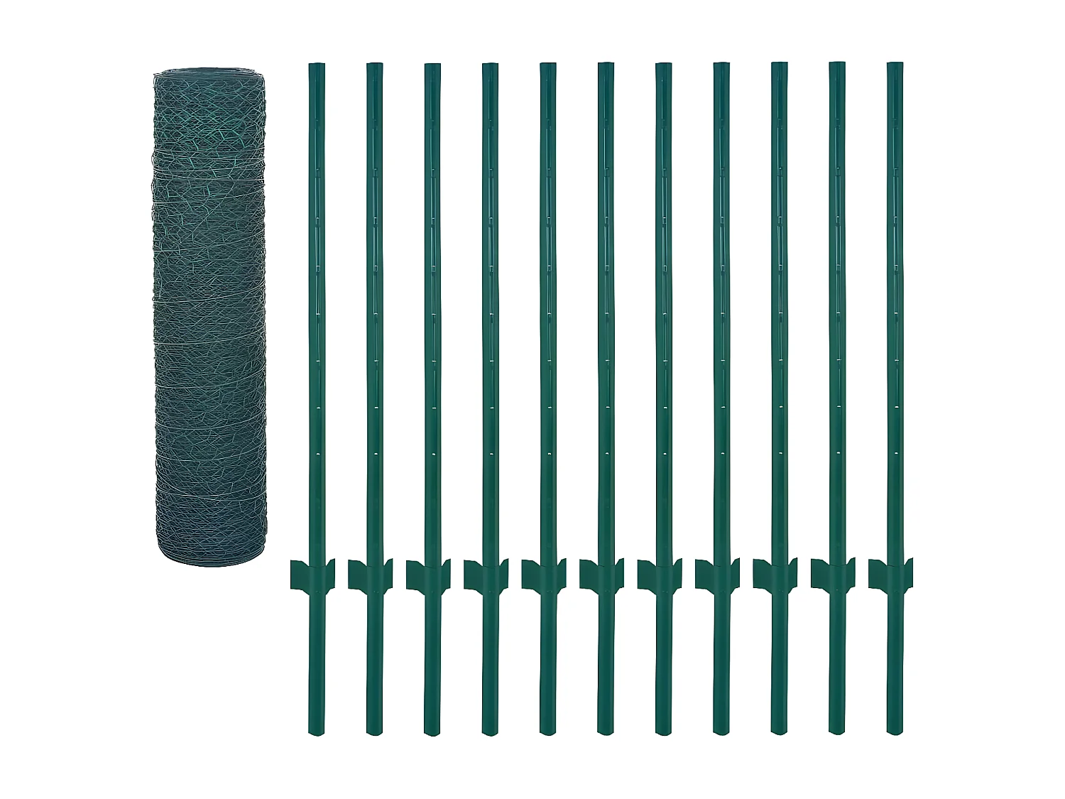 Clôture en grillage métallique avec poteaux Acier 25x0,5 m Vert