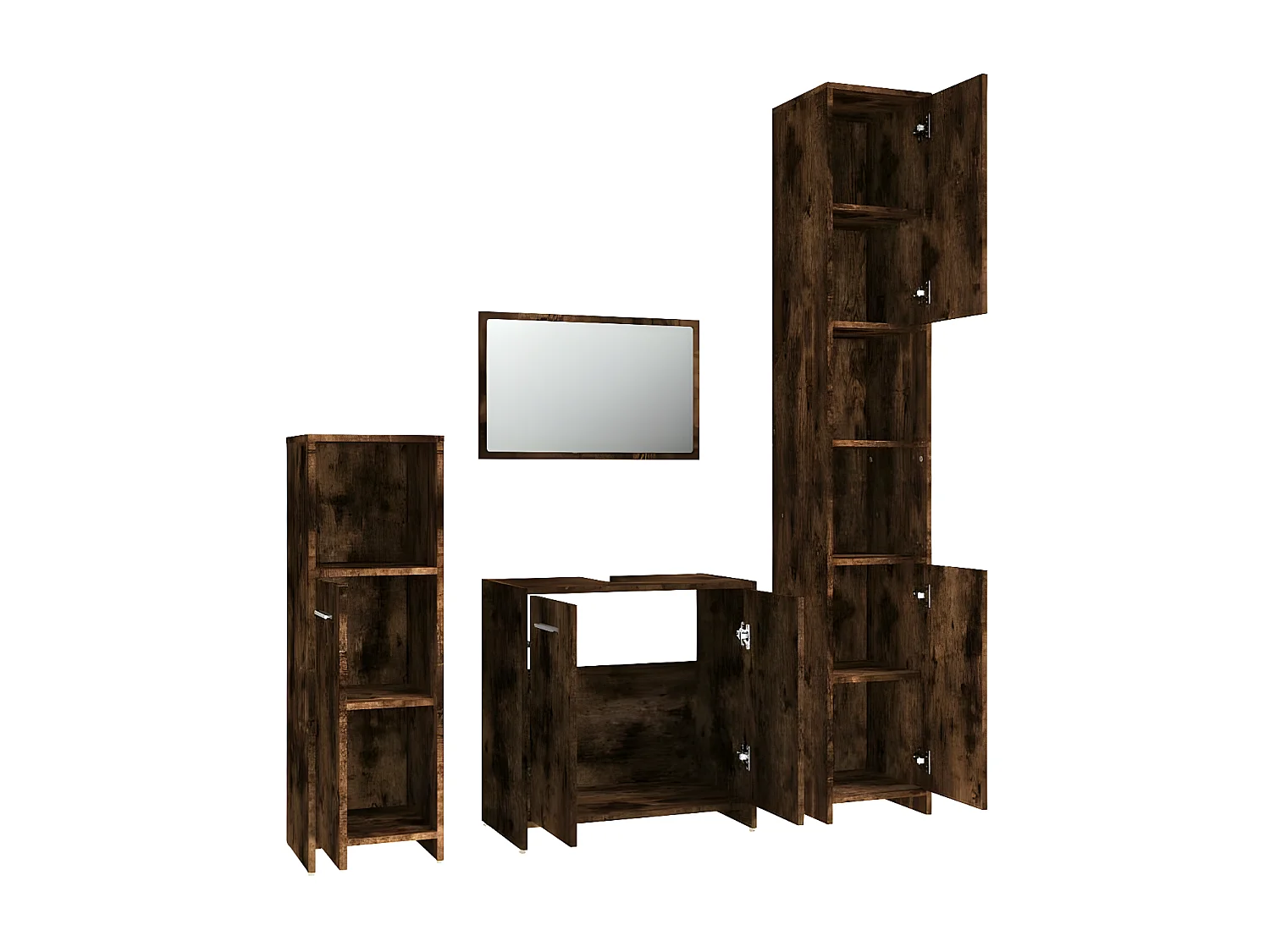 Ensemble de meubles de salle de bain 4 pcs Chêne fumé Bois