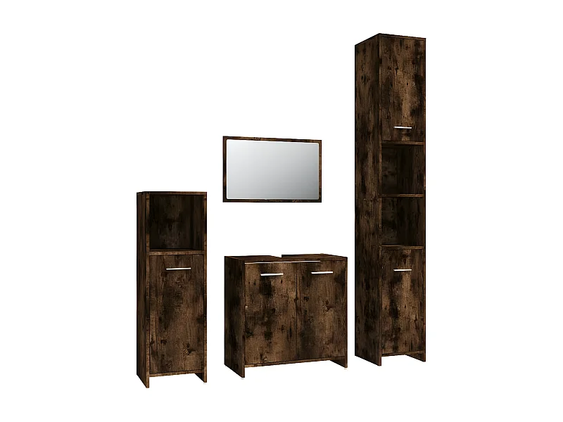 Ensemble de meubles de salle de bain 4 pcs Chêne fumé Bois