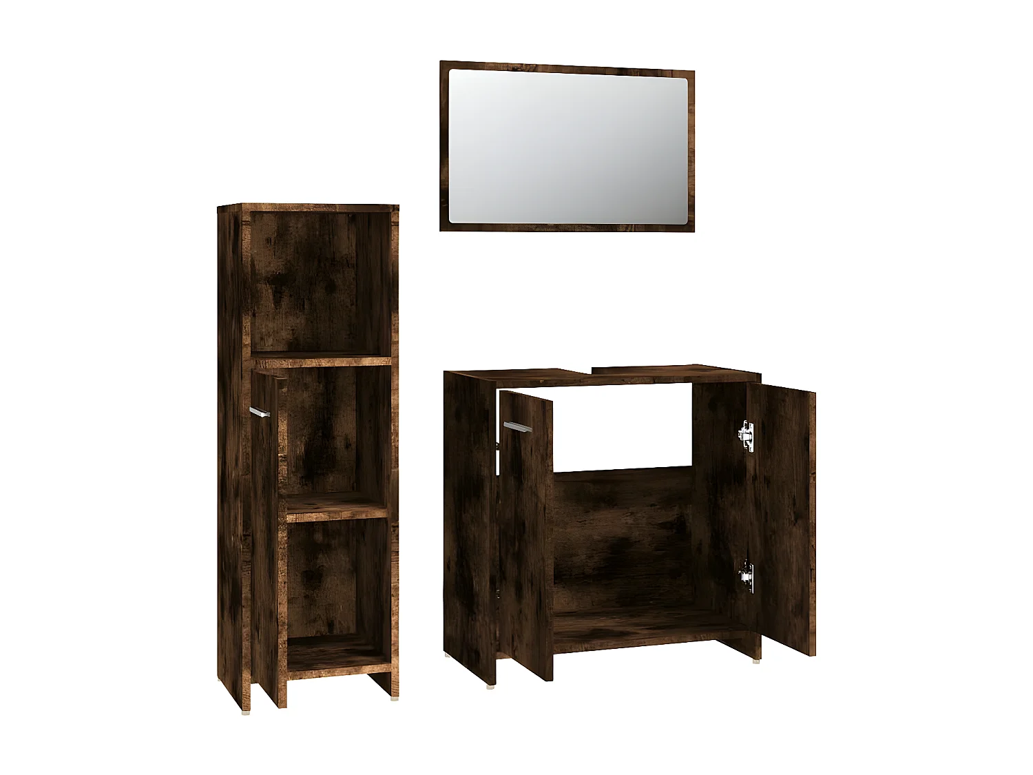 Ensemble de meubles de salle de bain 3 pcs Chêne fumé