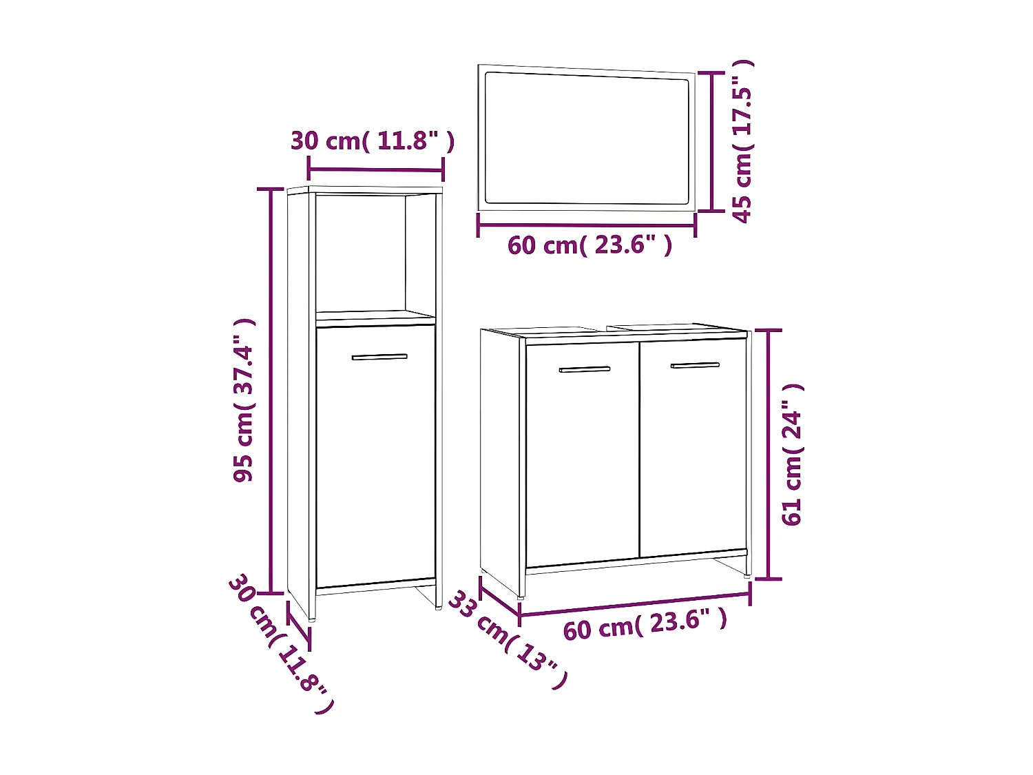Ensemble de meubles de salle de bain 3 pcs Chêne fumé
