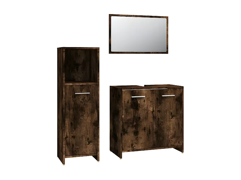 Ensemble de meubles de salle de bain 3 pcs Chêne fumé