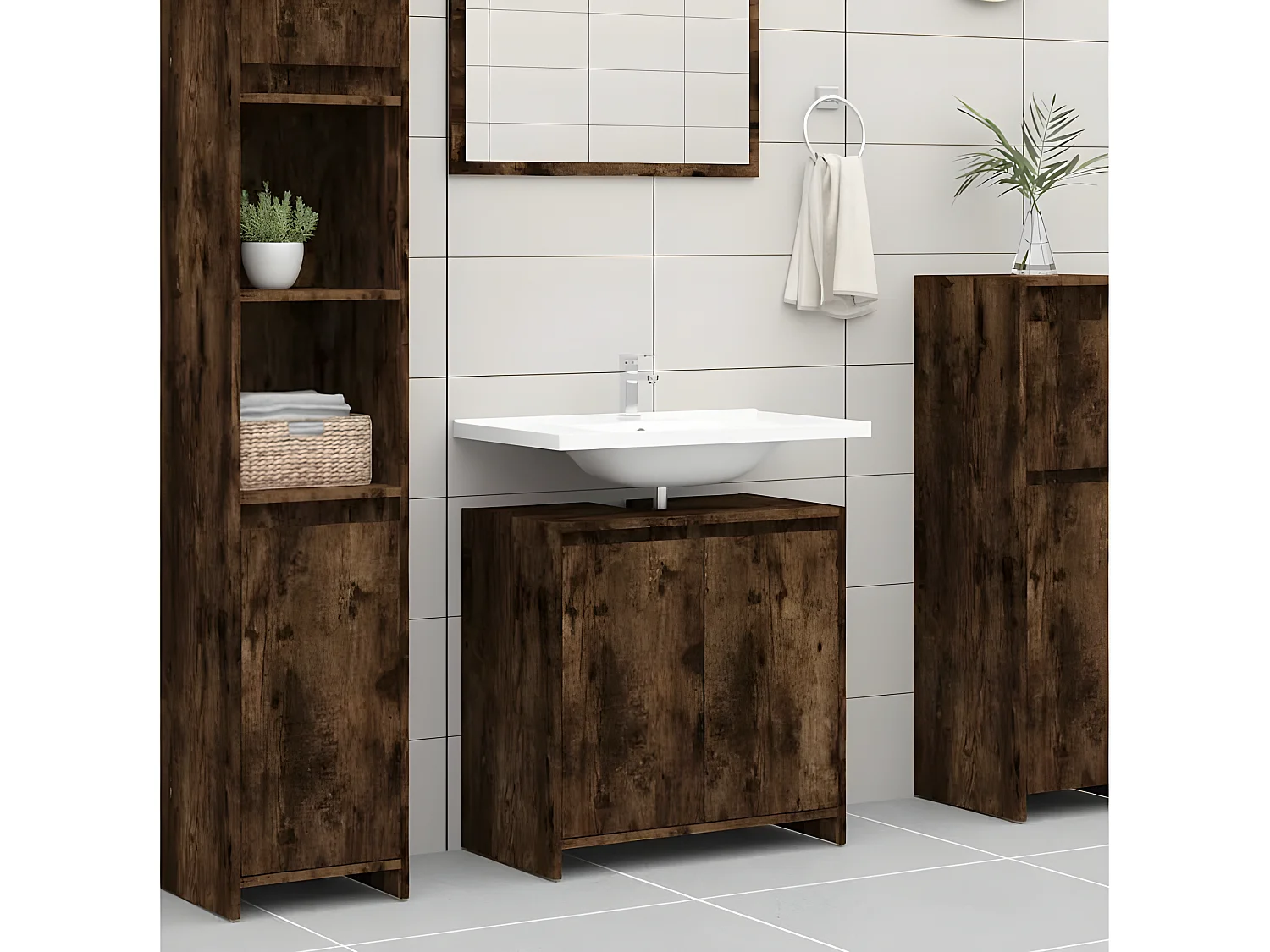 Armoire de bain Chêne fumé 60x33x61 Bois d'ingénierie