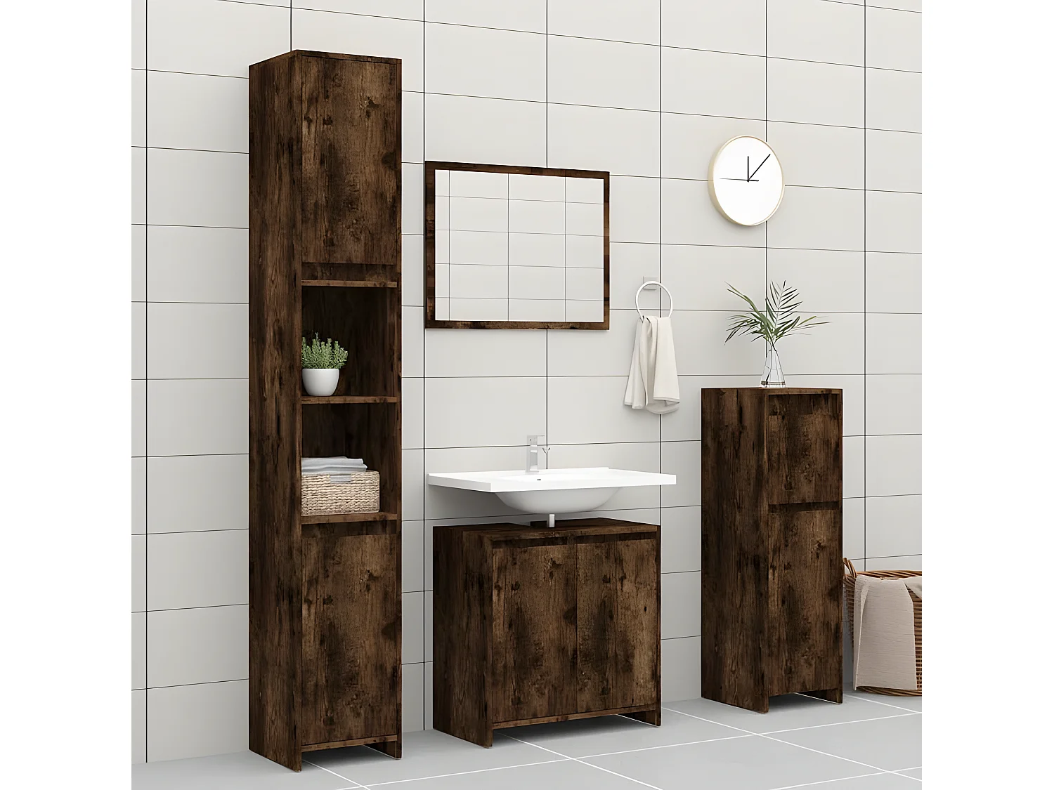 Armoire de bain Chêne fumé 60x33x61 Bois d'ingénierie