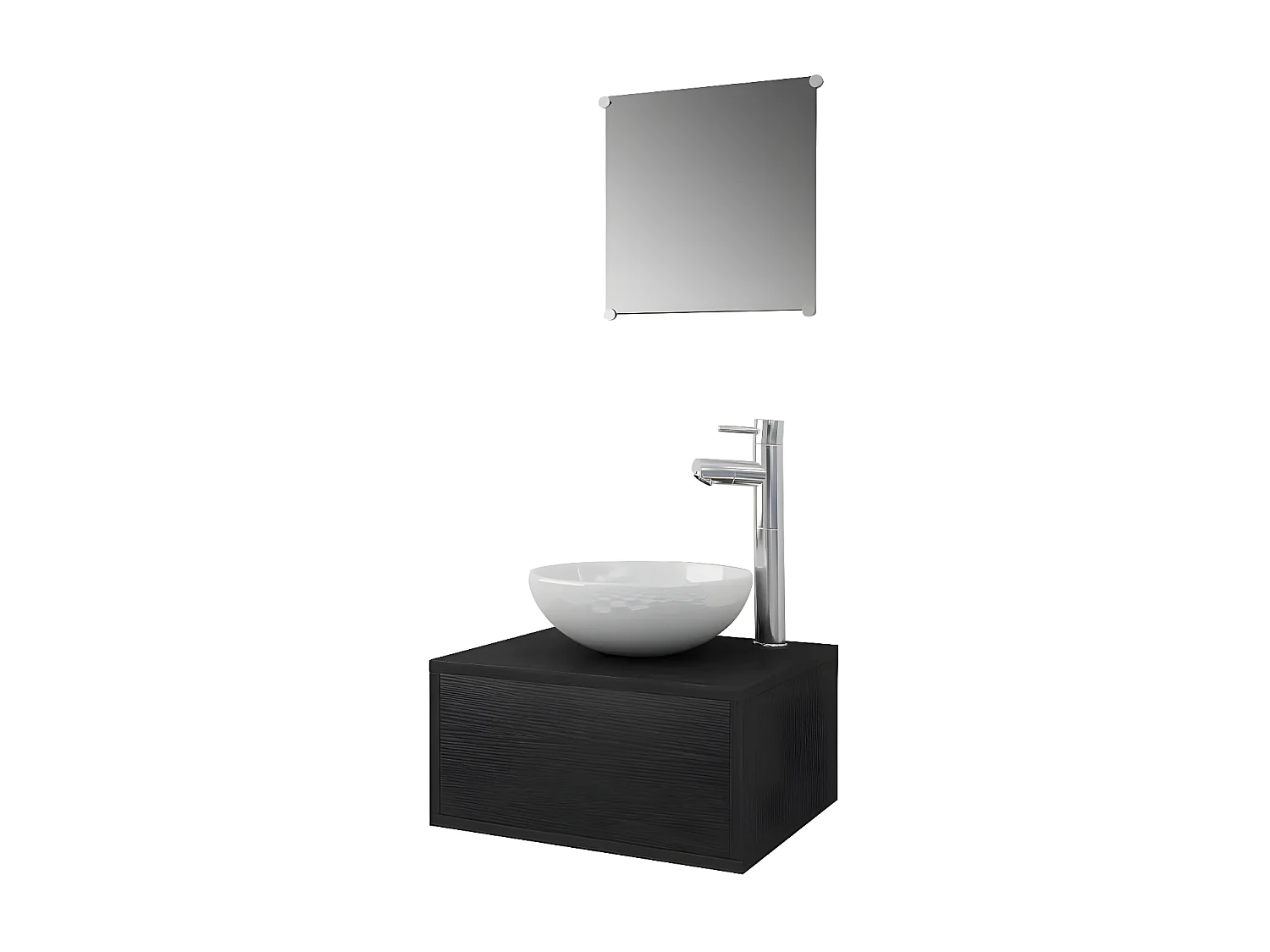 Meuble de salle de bain 7 pièces bois laqué noir Val