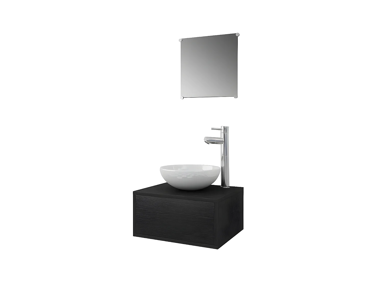 Meuble de salle de bain 7 pièces bois laqué noir Val
