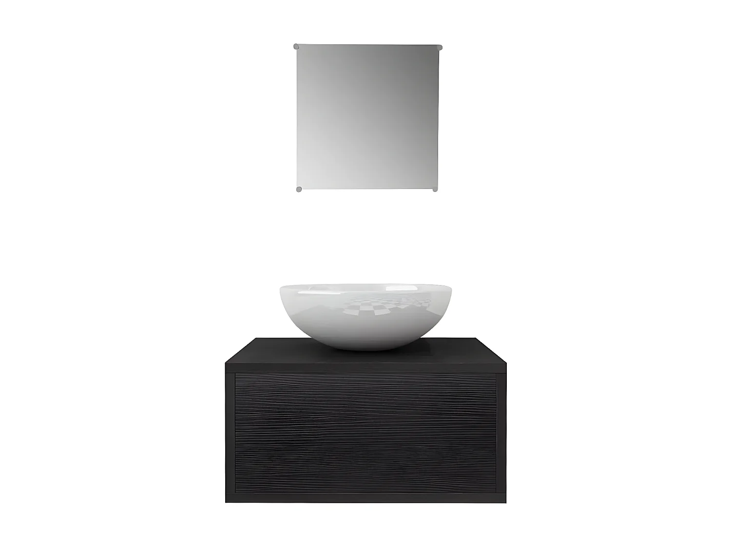 Meuble de salle de bain 7 pièces bois laqué noir Val