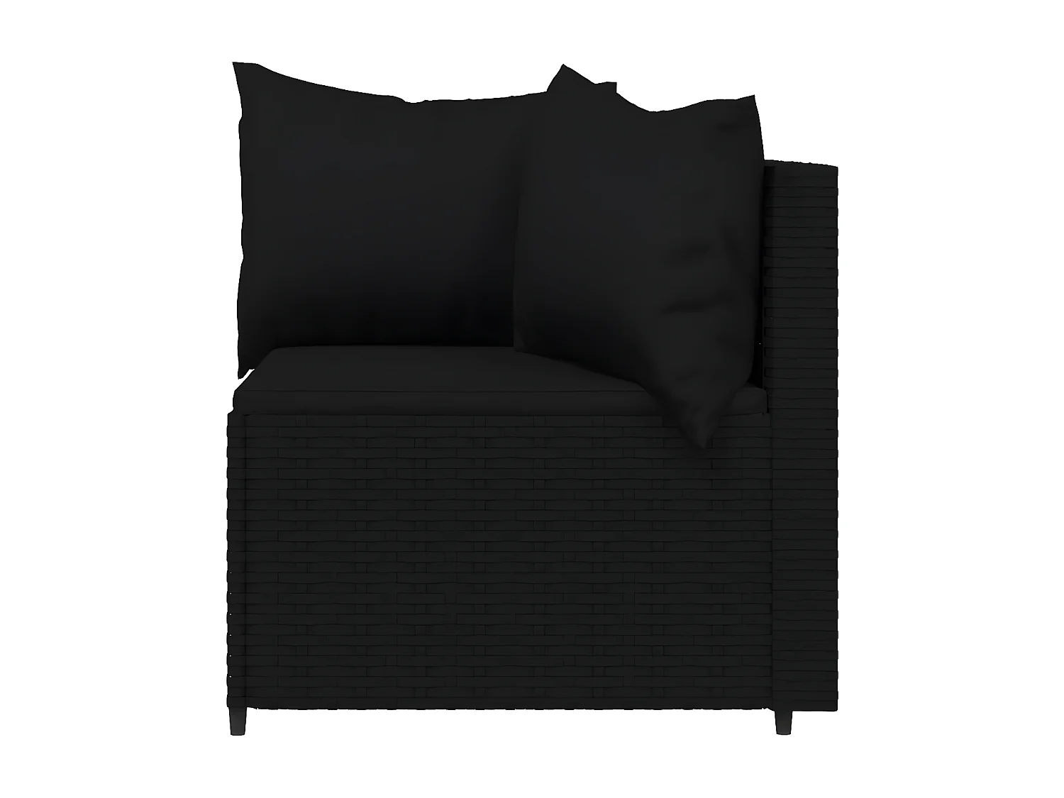 Canapés d'angle de jardin et coussins 2pcs Noir Résine tressée