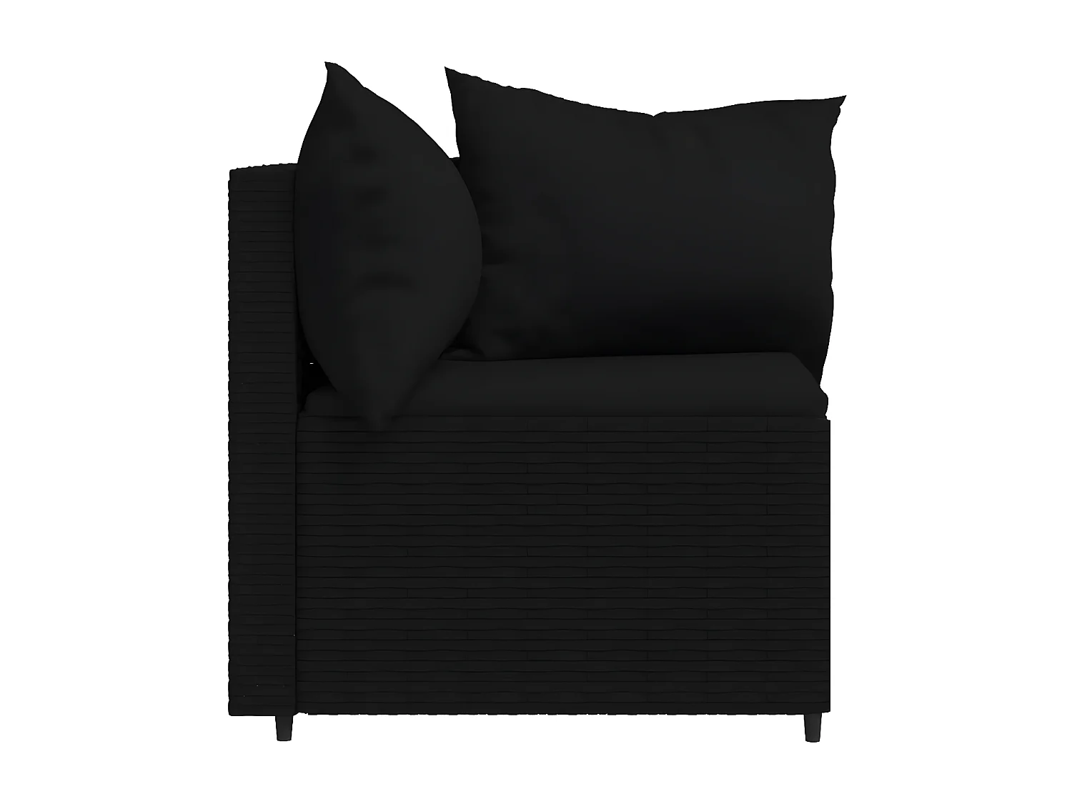 Canapés d'angle de jardin et coussins 2pcs Noir Résine tressée