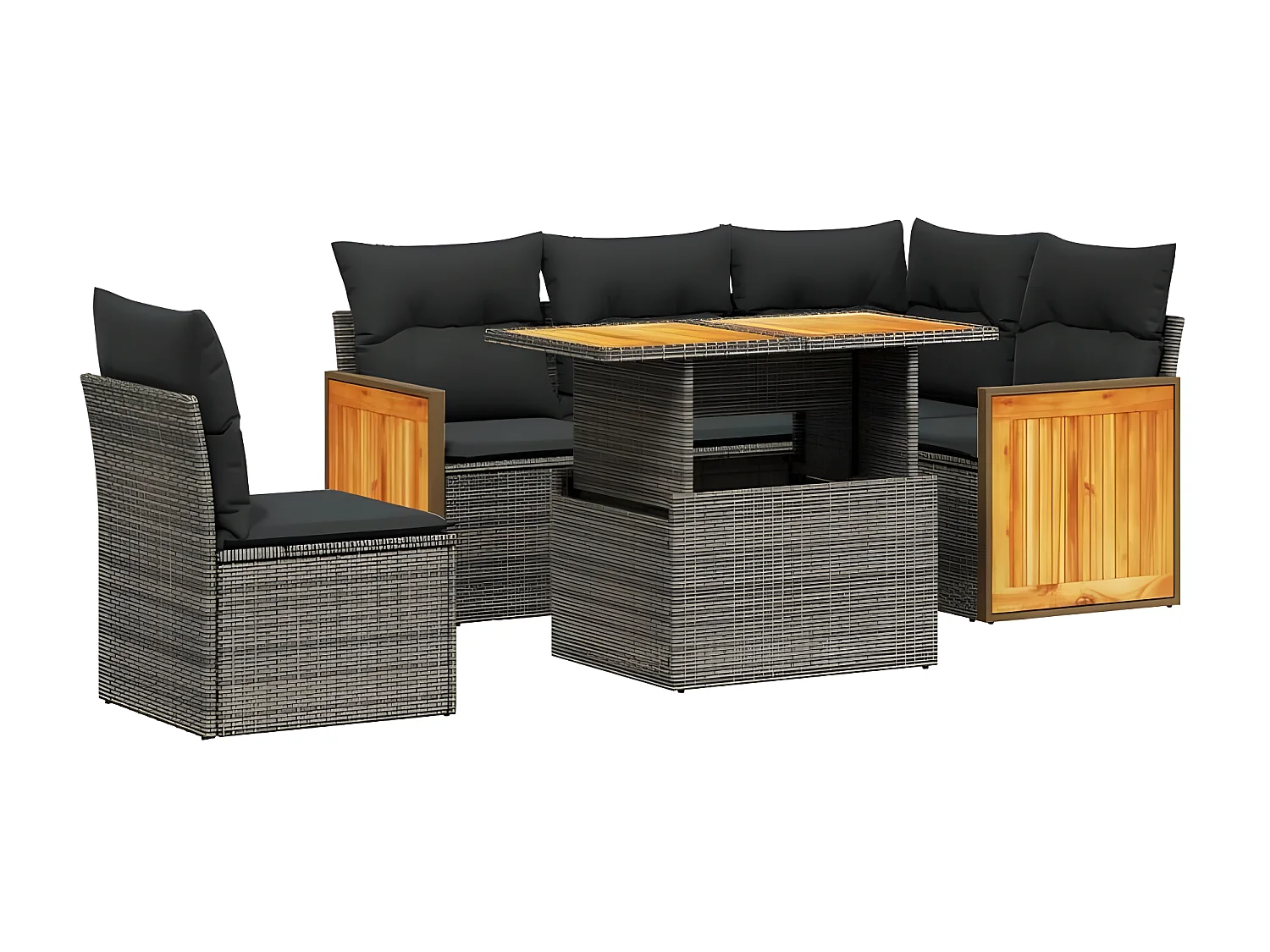 Salon de jardin avec coussins 6 pcs beige résine tressée