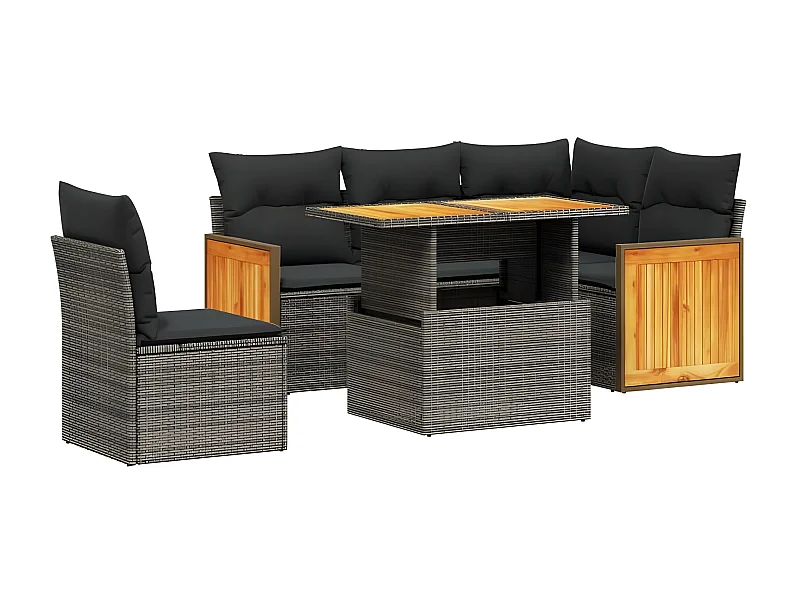 Salon de jardin avec coussins 6 pcs beige résine tressée