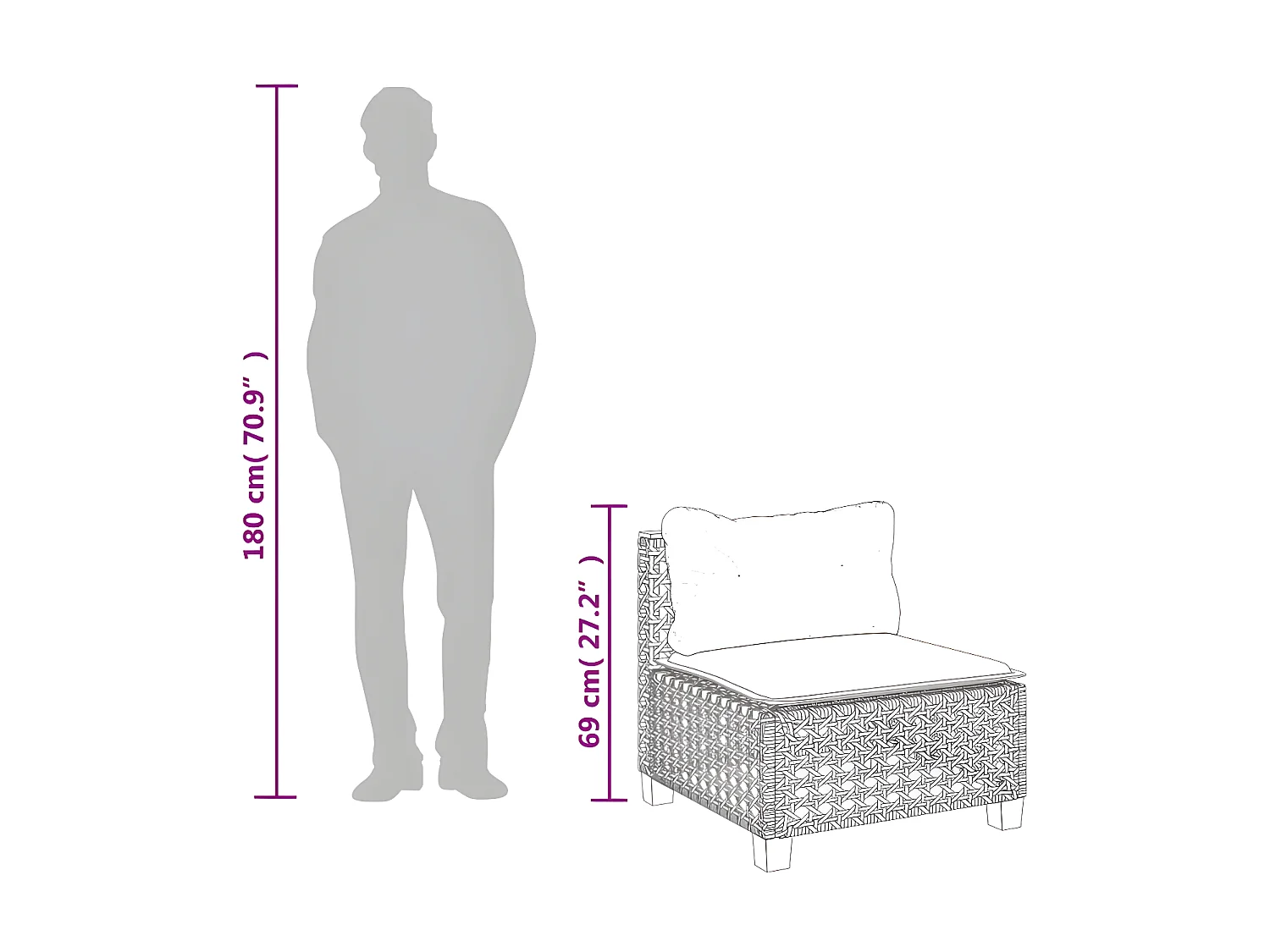 Salon de jardin 8 pcs avec coussins noir résine tressée