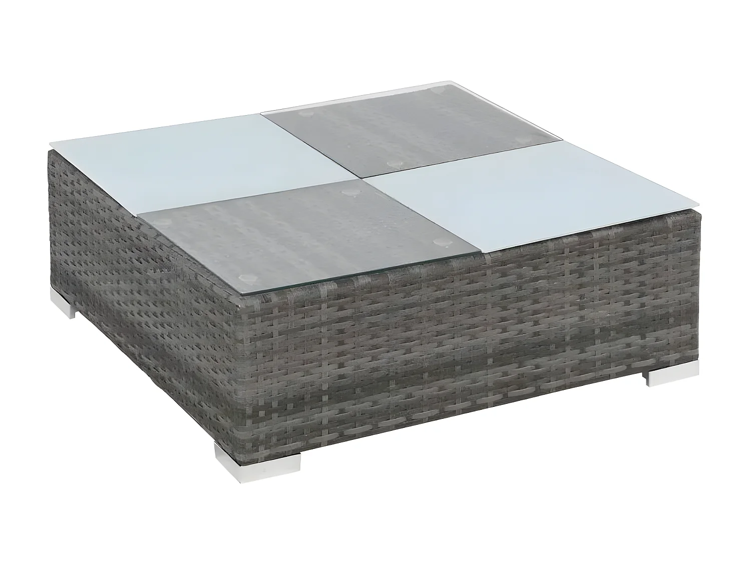 Salon de jardin 8 pièces résine tressée coussins gris et rouge Kim