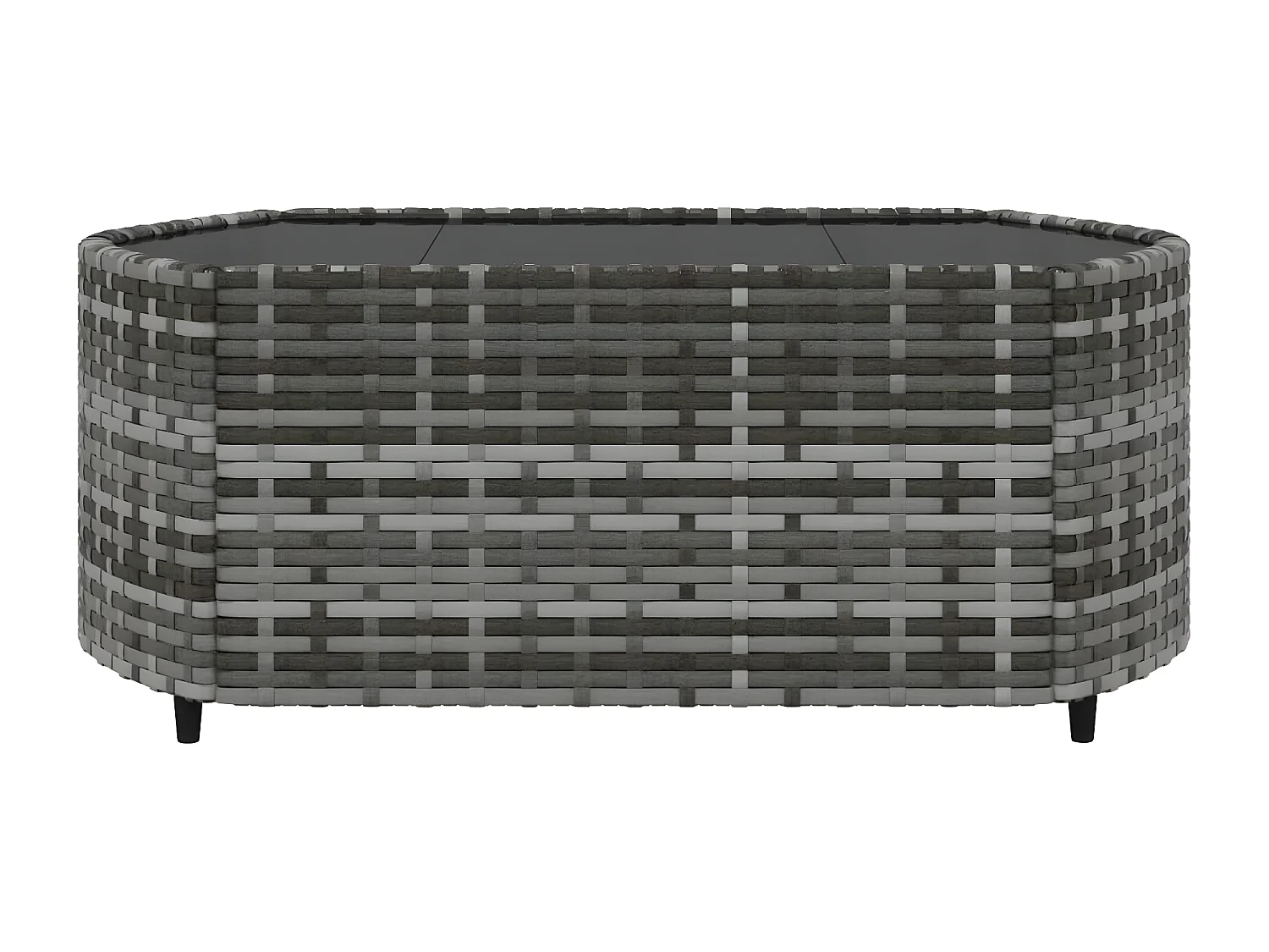 Salon de jardin 4 pcs avec coussins Gris Résine tressée