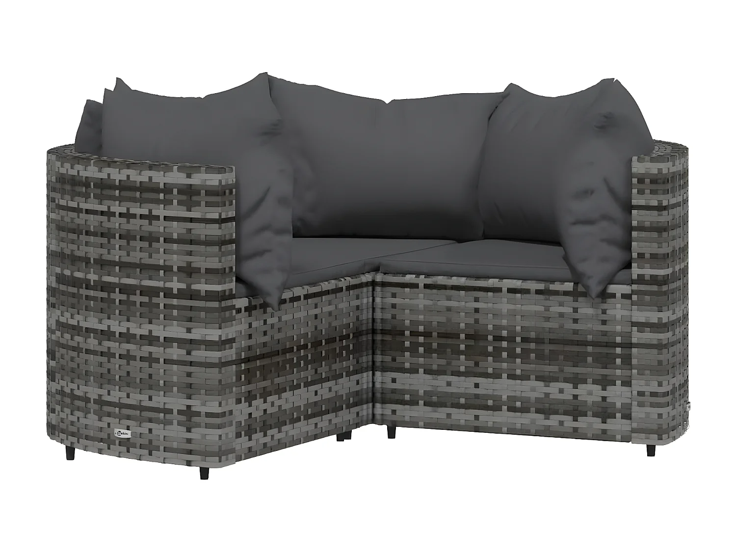 Salon de jardin 4 pcs avec coussins Gris Résine tressée