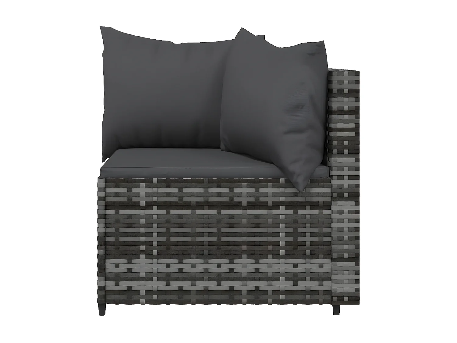 Salon de jardin 4 pcs avec coussins Gris Résine tressée