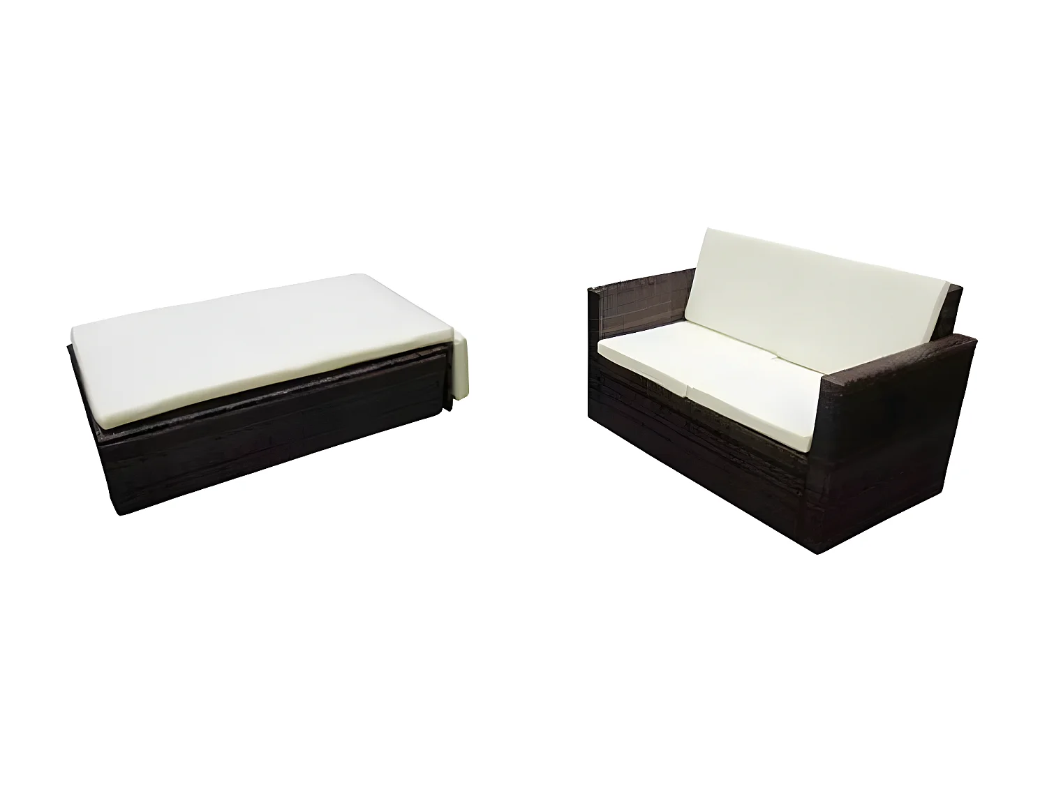 Salon de jardin 1 canapé résine tressée marron Xtep