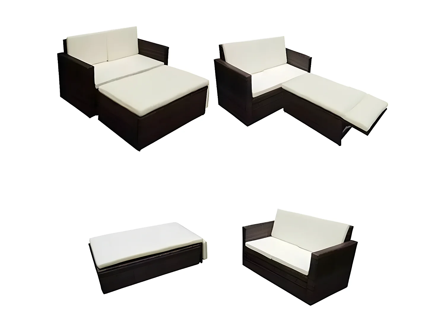 Salon de jardin 1 canapé résine tressée marron Xtep