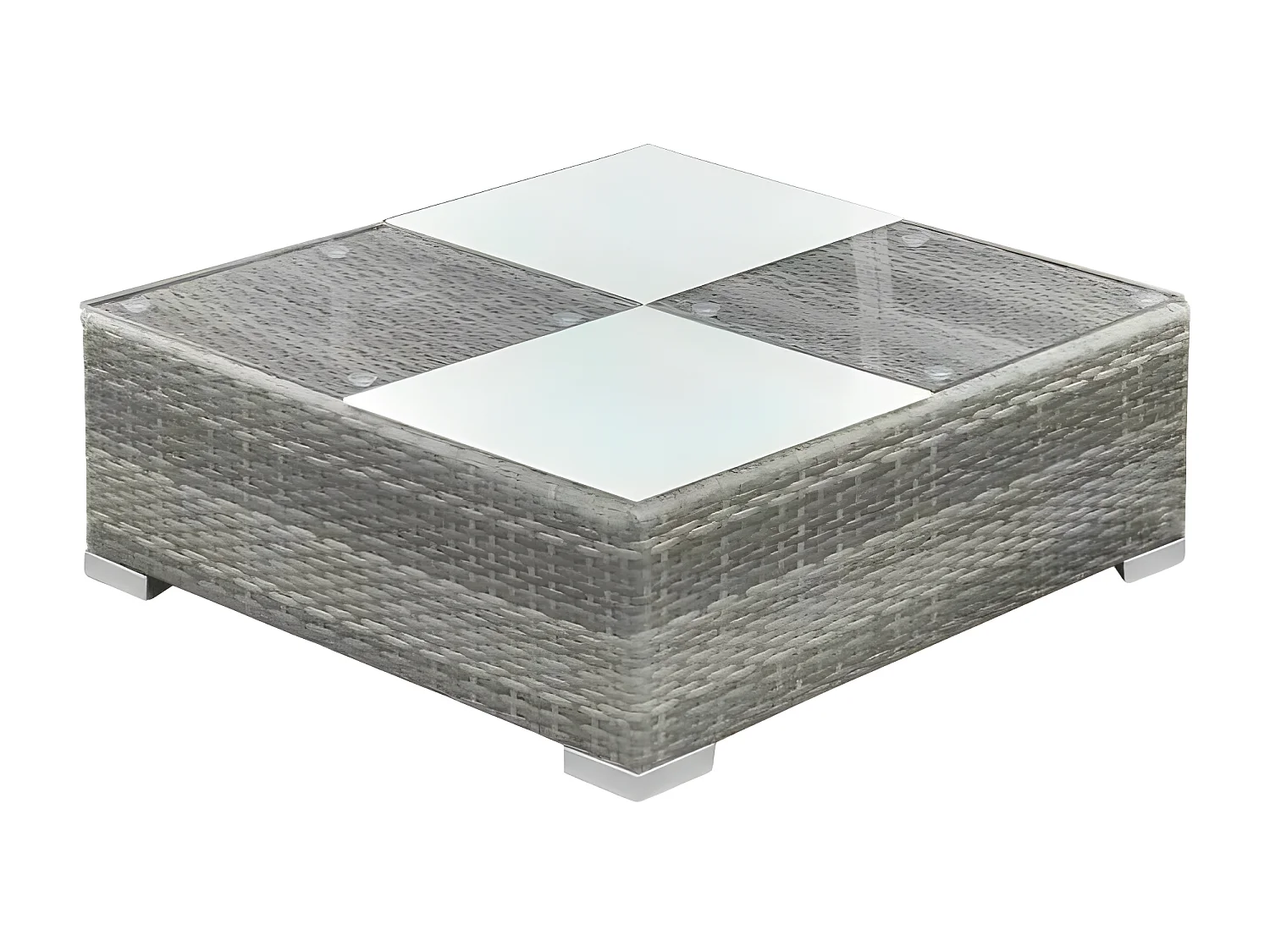 Salon de jardin 6 pièces résine tressée coussins gris Kim 3