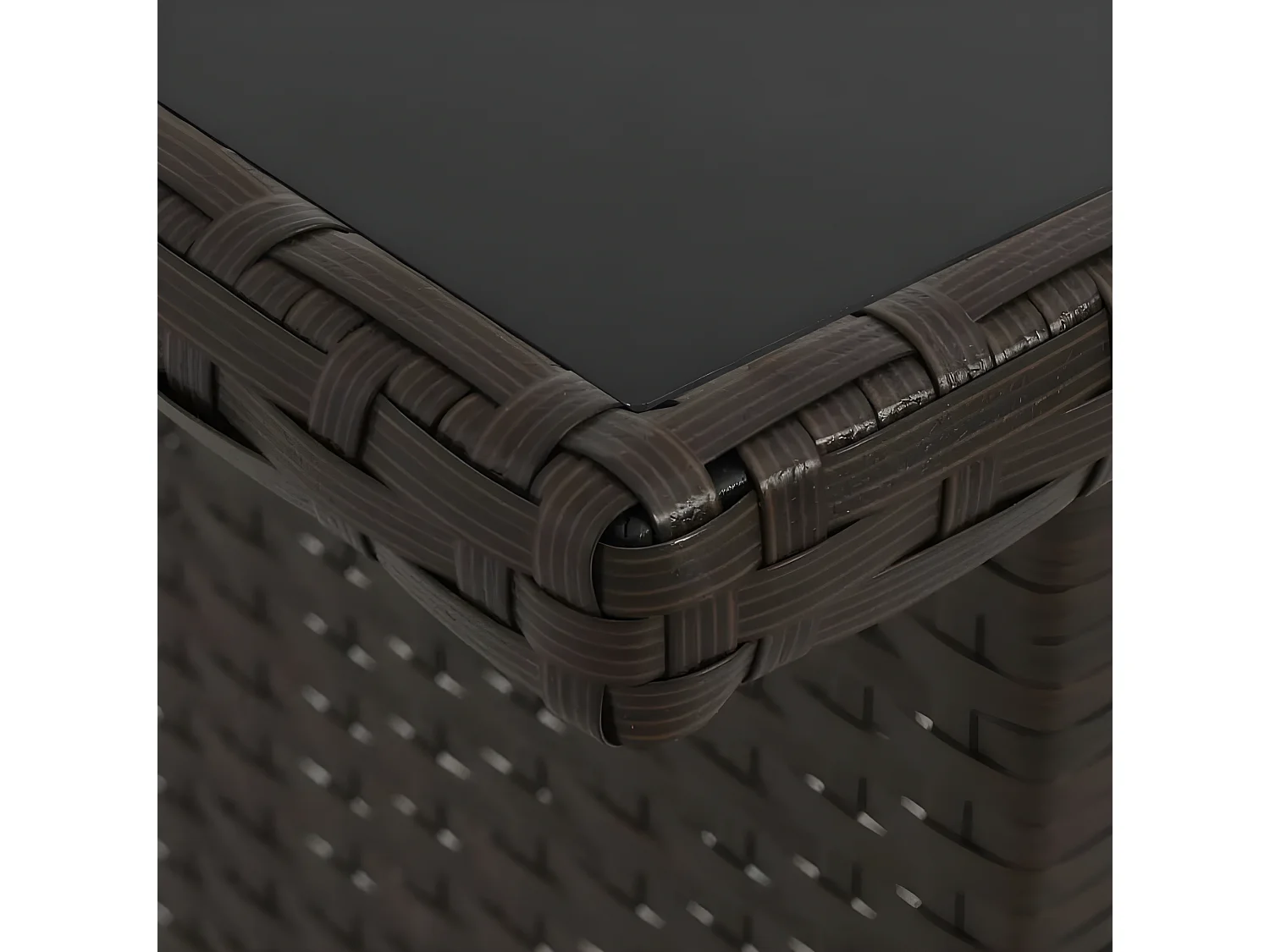 Salon de jardin 4 pièces résine tressée marron coussins blanc Kesaria