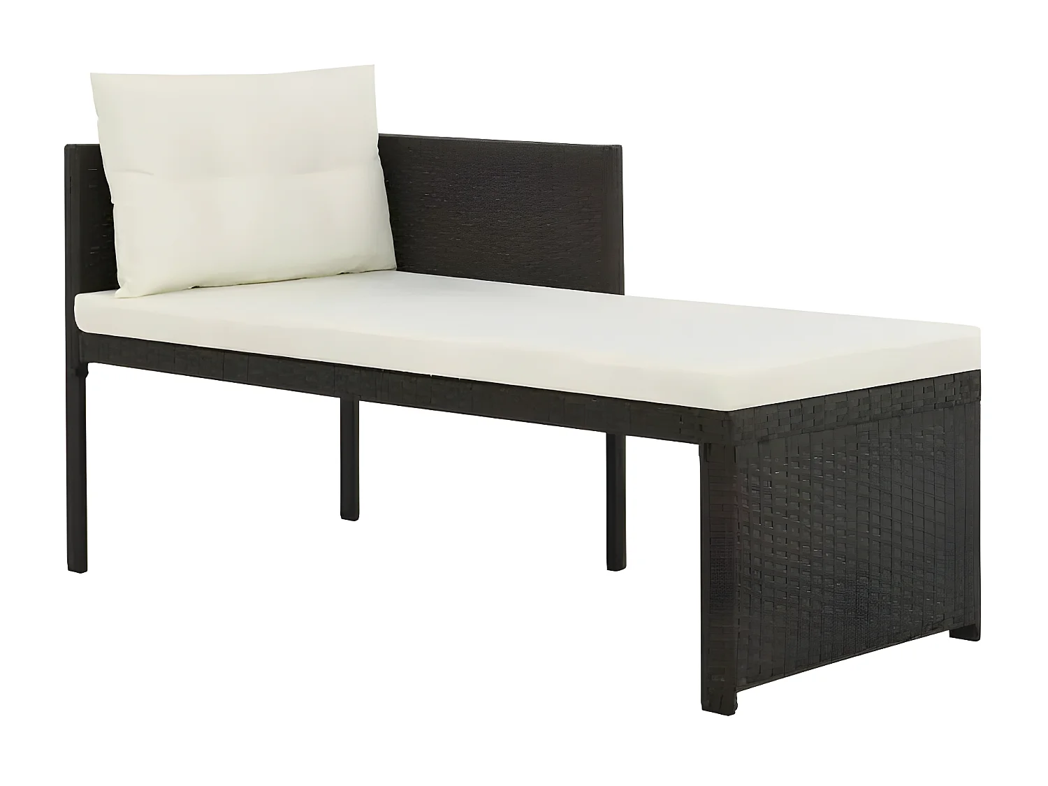 Salon de jardin 4 pièces résine tressée marron coussins blanc Kesaria