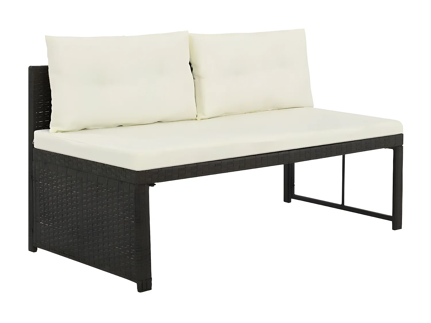 Salon de jardin 4 pièces résine tressée marron coussins blanc Kesaria