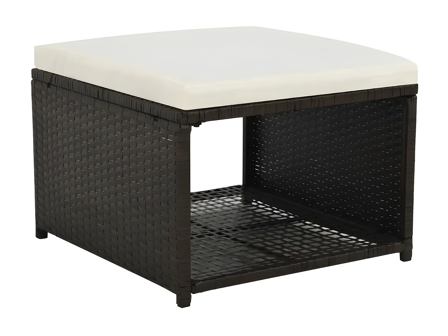 Salon de jardin 4 pièces résine tressée marron coussins blanc Kesaria