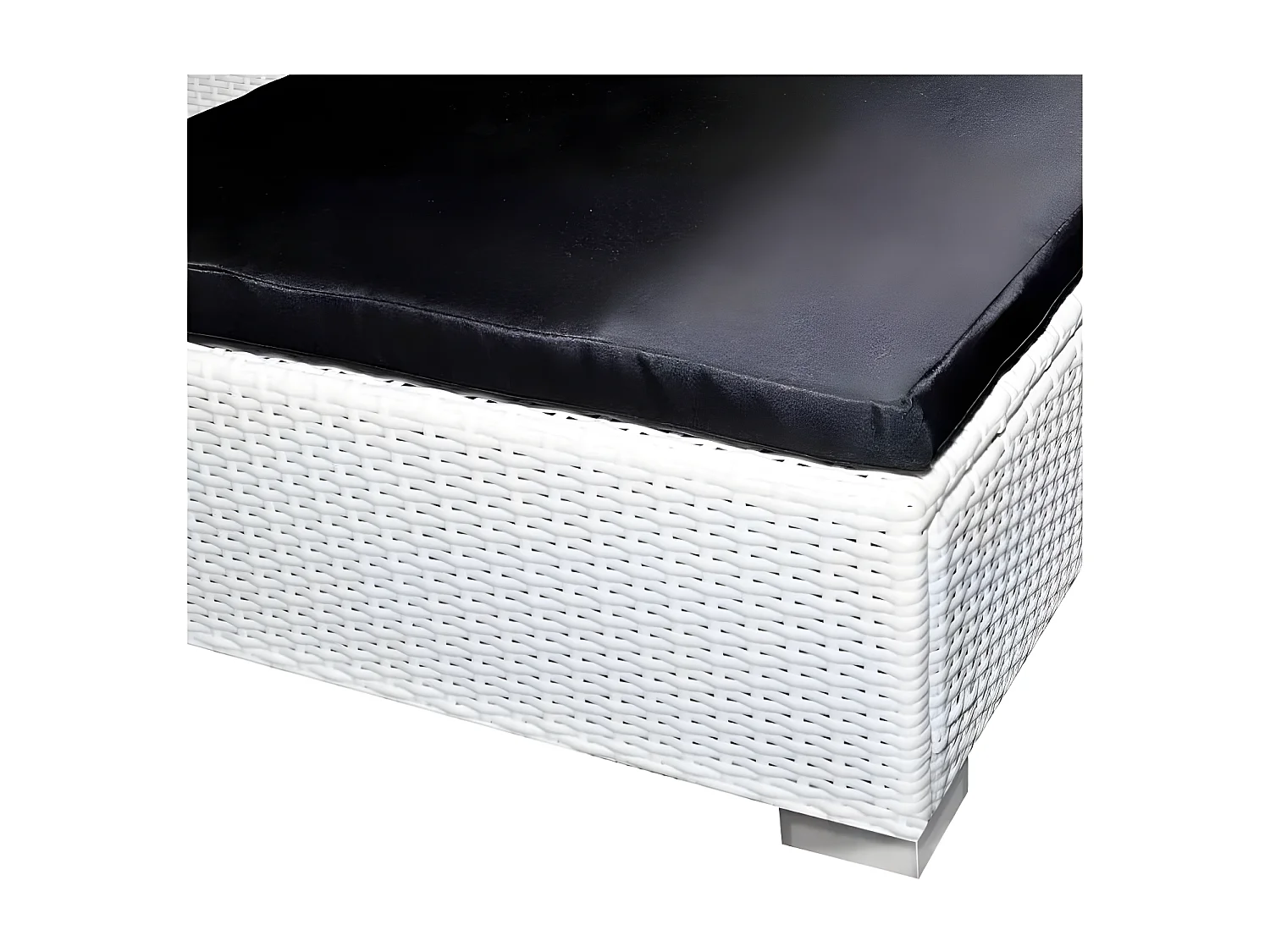 Salon de jardin 8 pièces résine tressée blanc coussins noir Kim