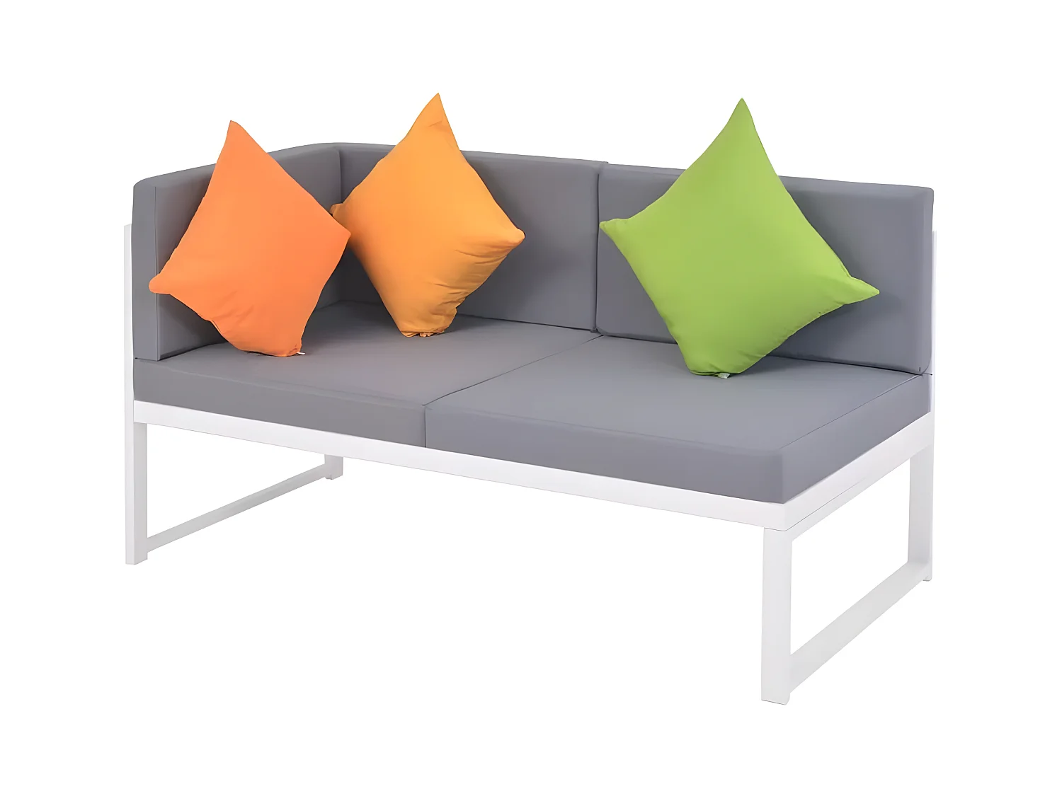 Salon de jardin 5 pièces métal blanc coussins gris Casey