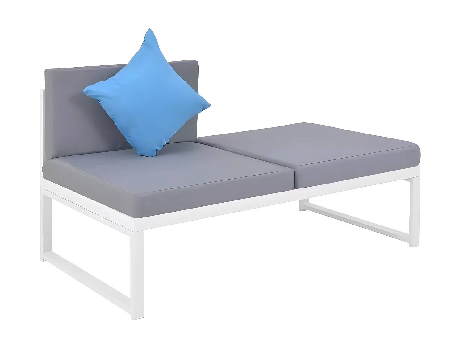 Salon de jardin 5 pièces métal blanc coussins gris Casey