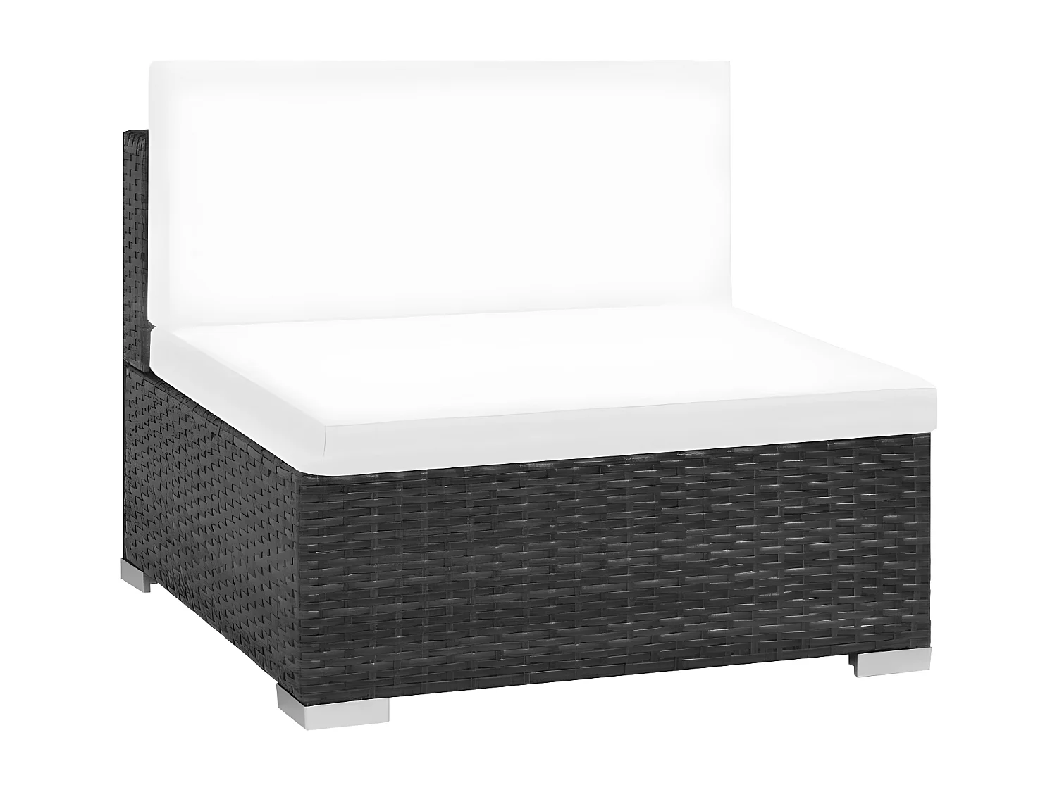 Salon de jardin 7 pièces résine tressée noir et coussins blanc et rouge Blanca