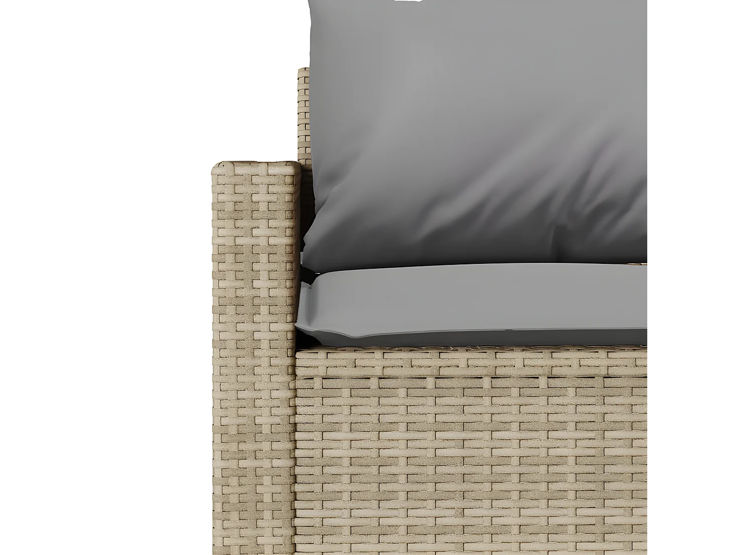 Canapé de jardin avec coussins 3 places beige résine tressée