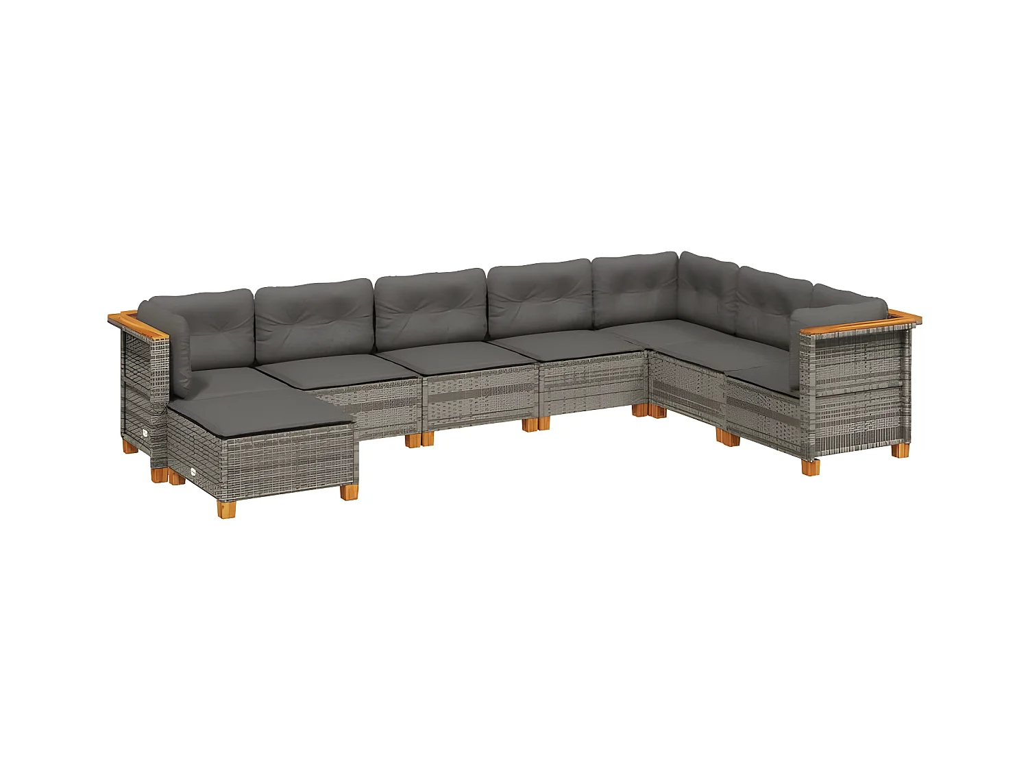Salon de jardin 8 pcs avec coussins gris résine tressée