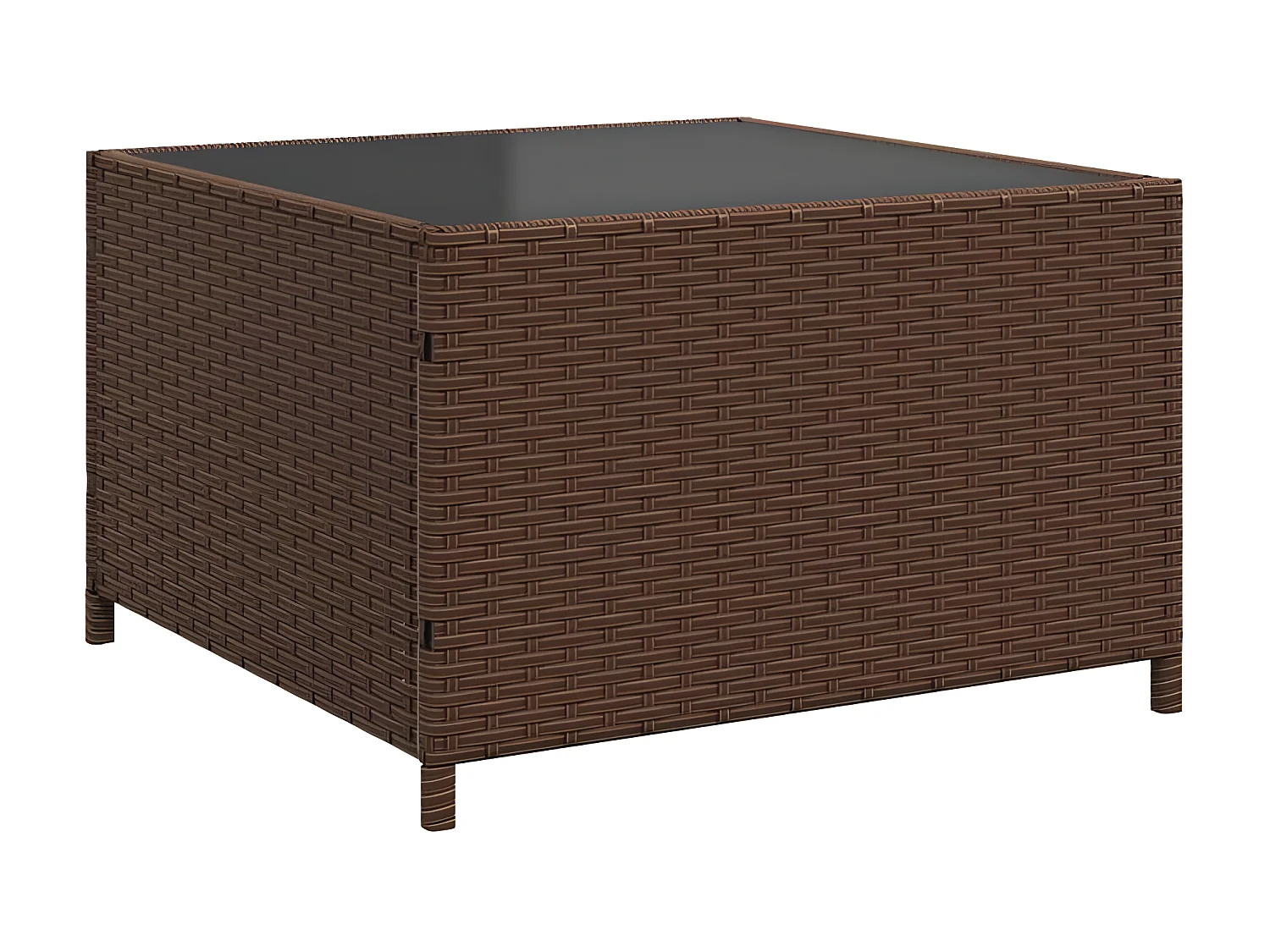 Canapé de jardin avec table et coussins en forme de L marron