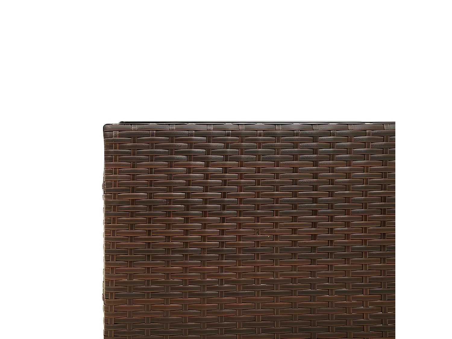 Canapé de jardin avec table et coussins en forme de L marron