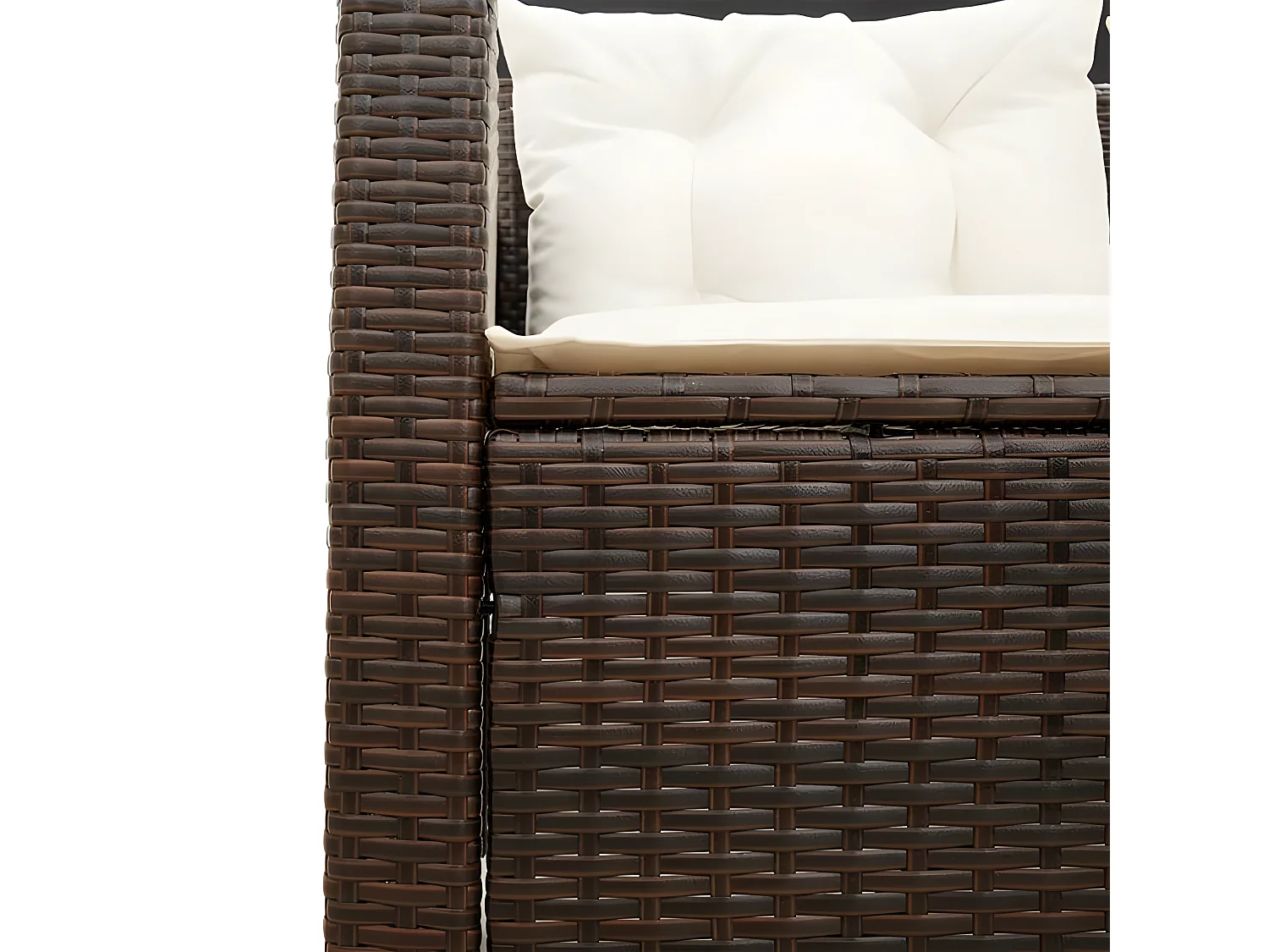 Canapé de jardin avec table et coussins en forme de L marron