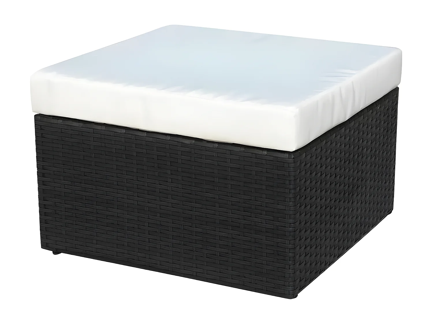 Salon de jardin 2 pièces résine tressée noir coussins blanc Mik