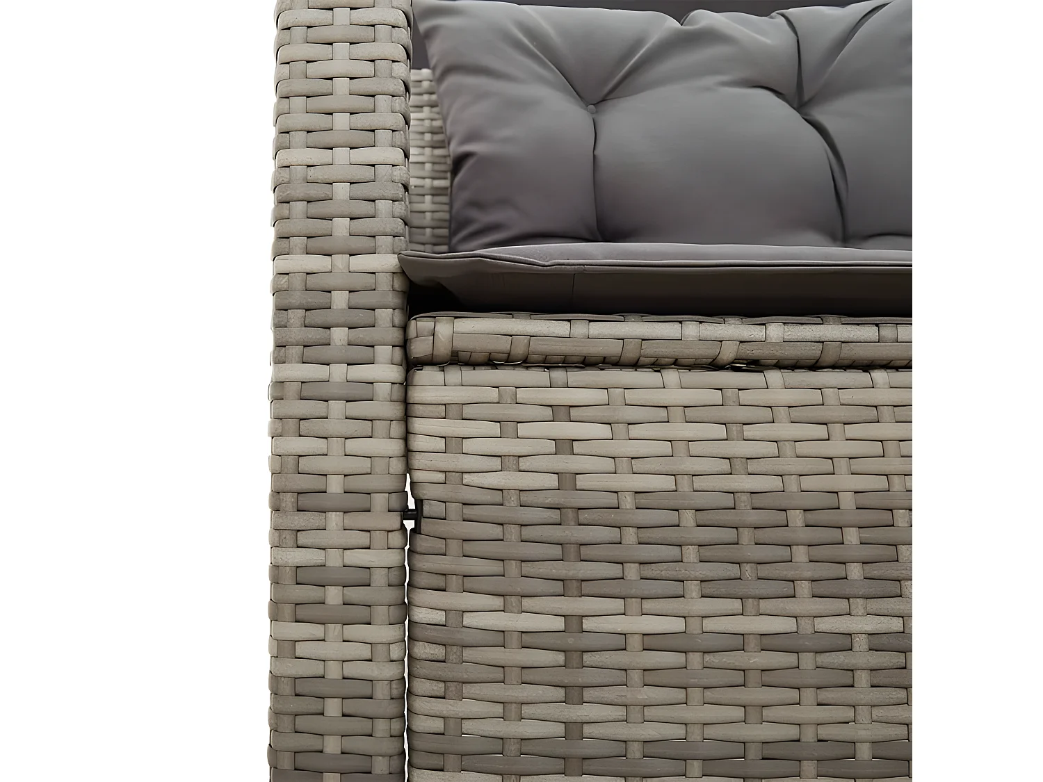 Canapé de jardin avec table et coussins en forme de L gris