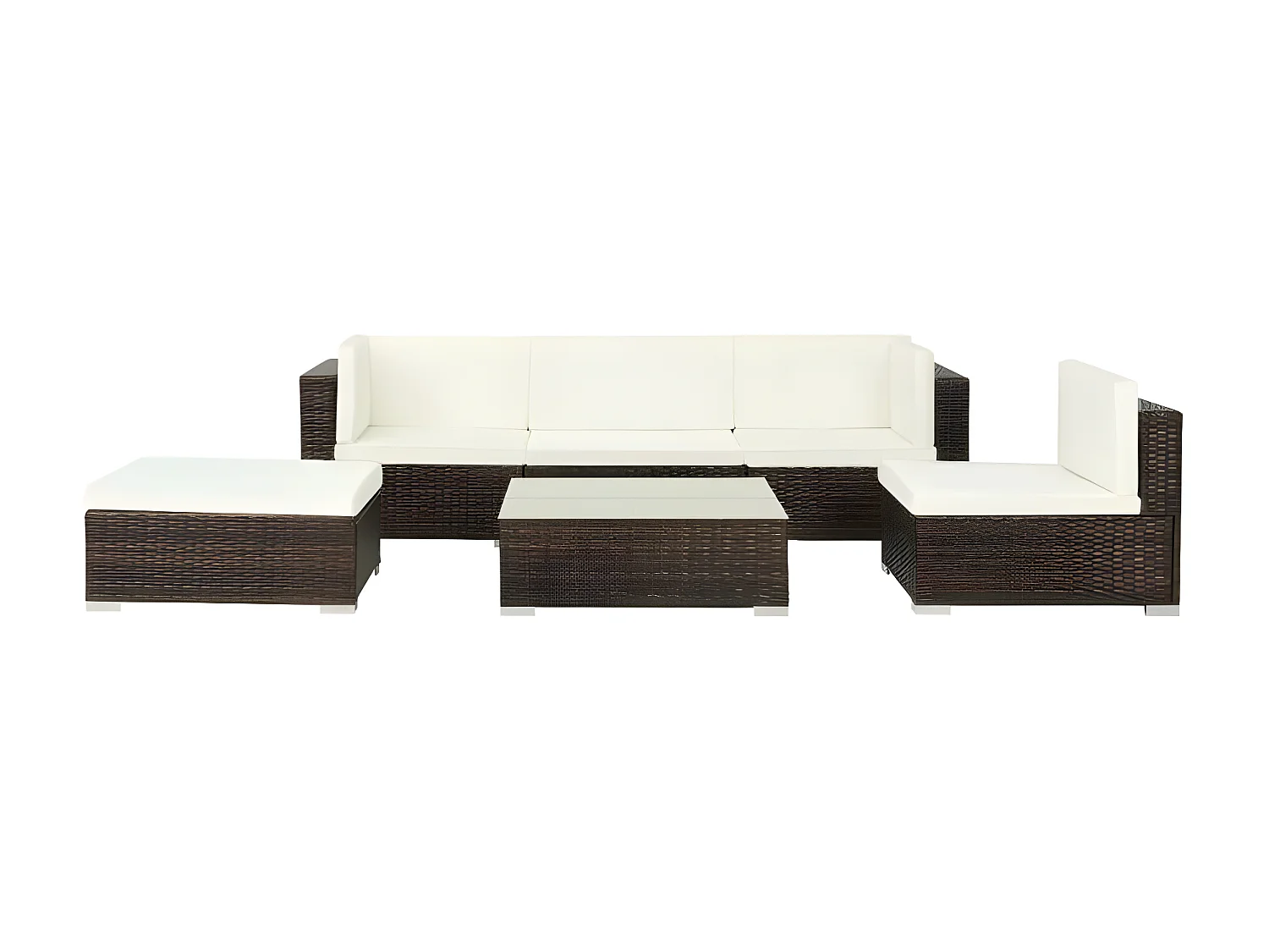 Set muebles de jardín 6 piezas y cojines ratán sintético marrón