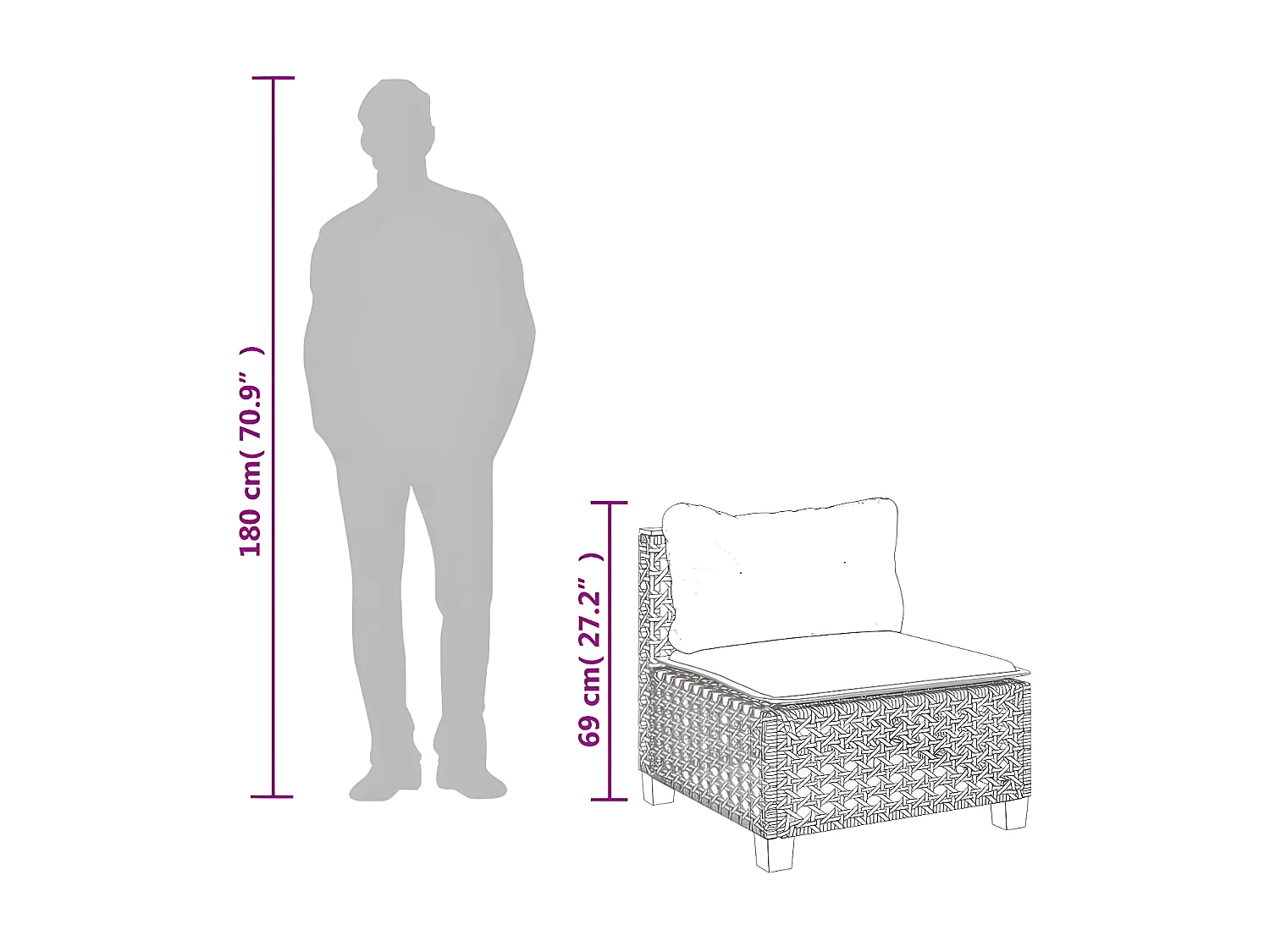 Salon de jardin 8 pcs avec coussins noir résine tressée