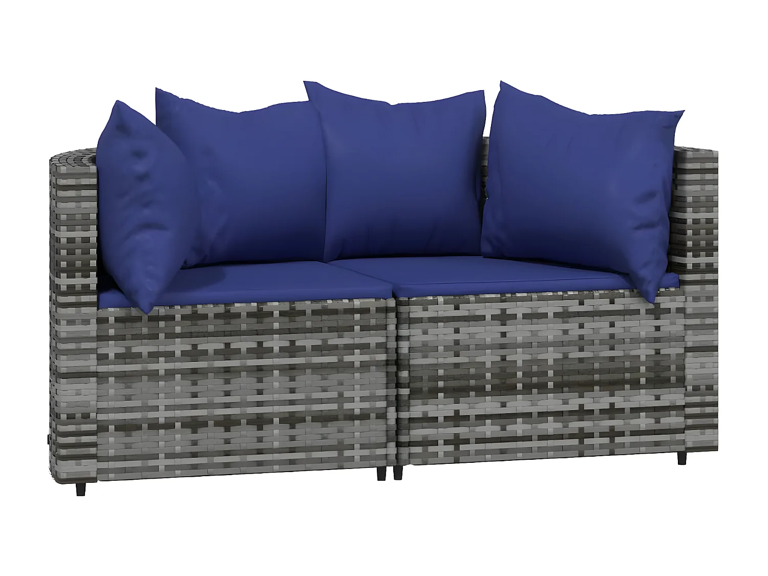 Canapés d'angle de jardin et coussins 2 pcs gris résine tressée