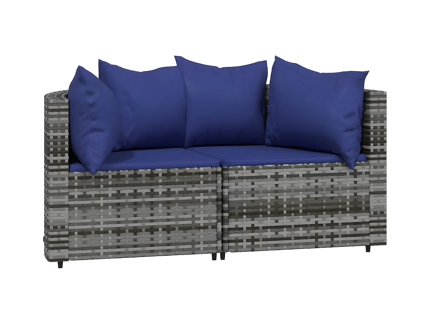 Canapés d'angle de jardin et coussins 2 pcs gris résine tressée