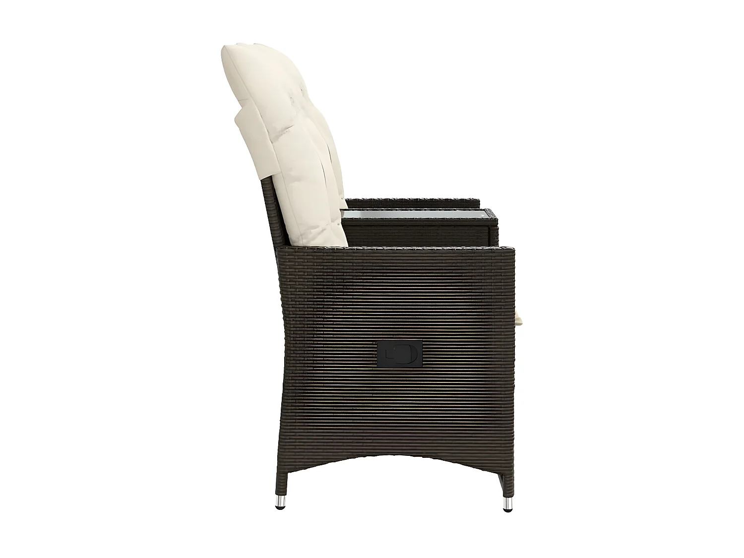 Canapé de jardin inclinable 2 places avec table marron rotin